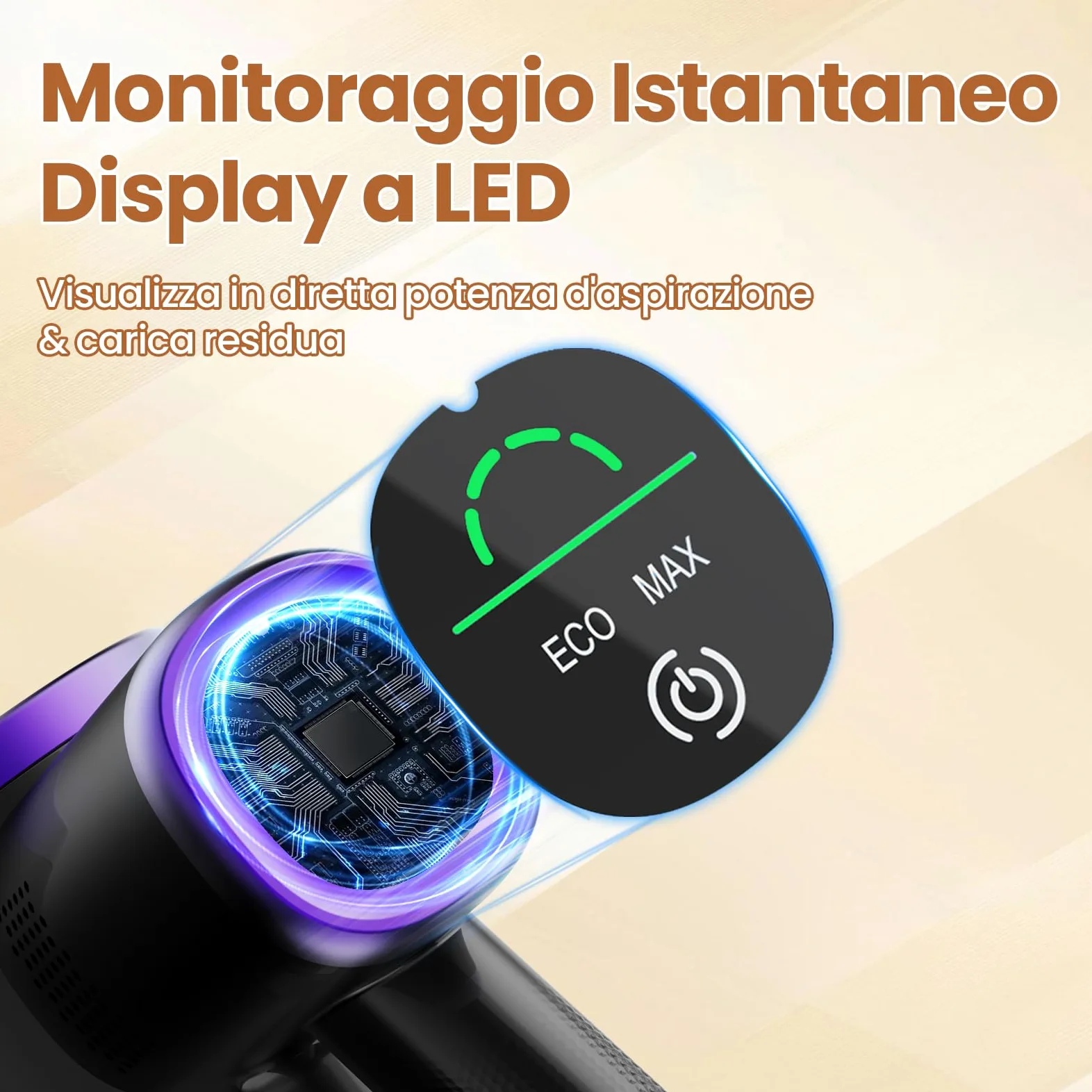 S9 Aspirapolvere Senza Fili, Scopa Elettrica Senza Fili 45000Pa/500W/45Min con Tubo Pieghevole e Supporto a Parete, Motore Brushless, per Peli di Animali Domestici, Tappeti e Pavimenti Duri