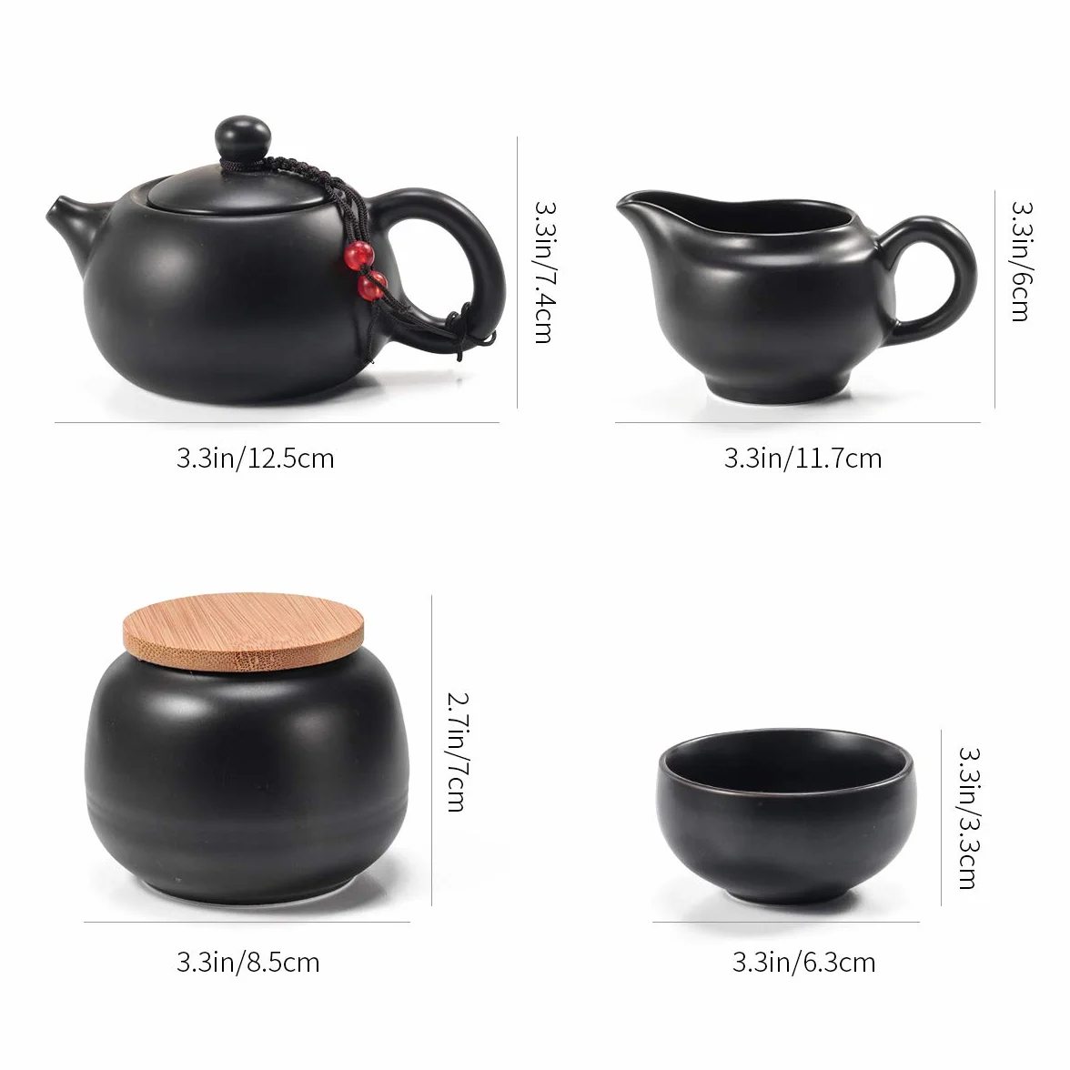 Set di tazze da tè con vassoio in ceramica - Teiera portatile da viaggio per picnic all'aperto