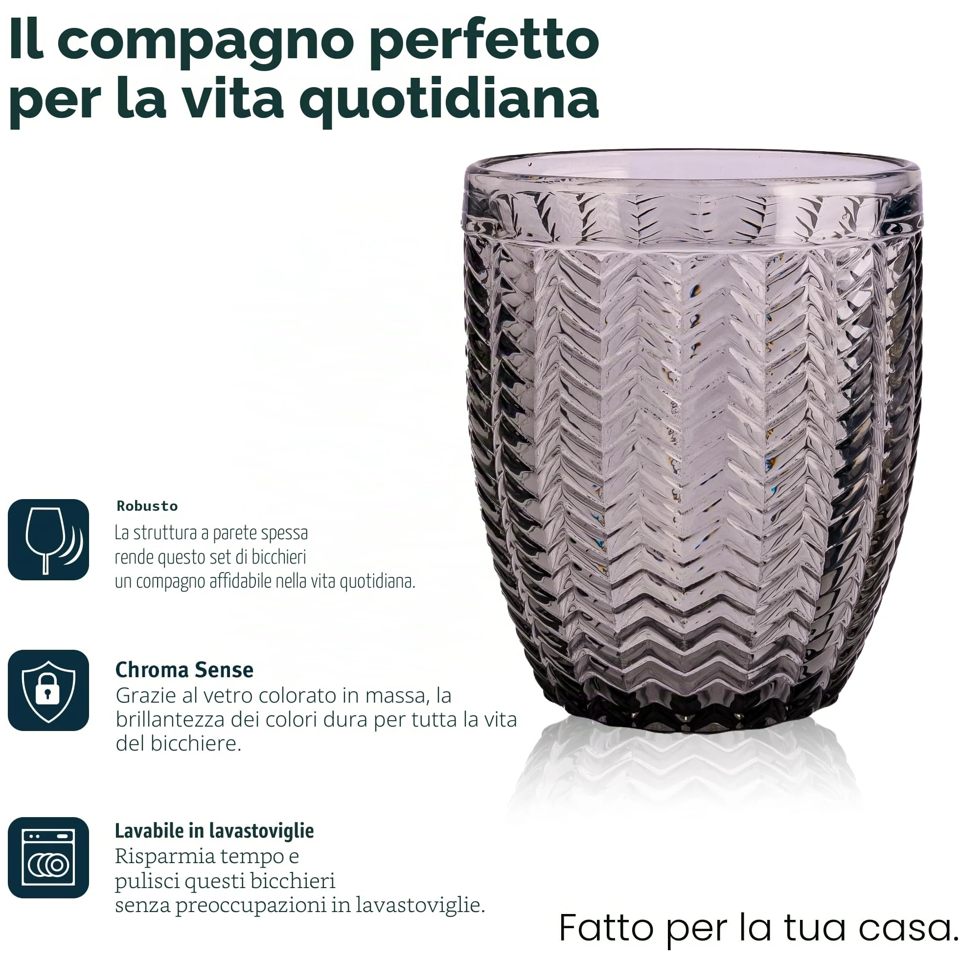 Norqvist Set di bicchieri colorati – Set di bicchieri da acqua colorati – Set da 6 bicchieri da succo – 250 ml – lavabile in lavastoviglie – design moderno con motivi