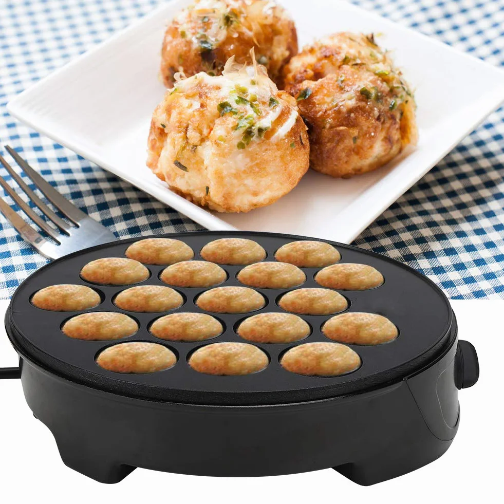 Macchina Elettrica per Takoyaki 18 Fori Antiaderente Piastra Giapponese 4cm