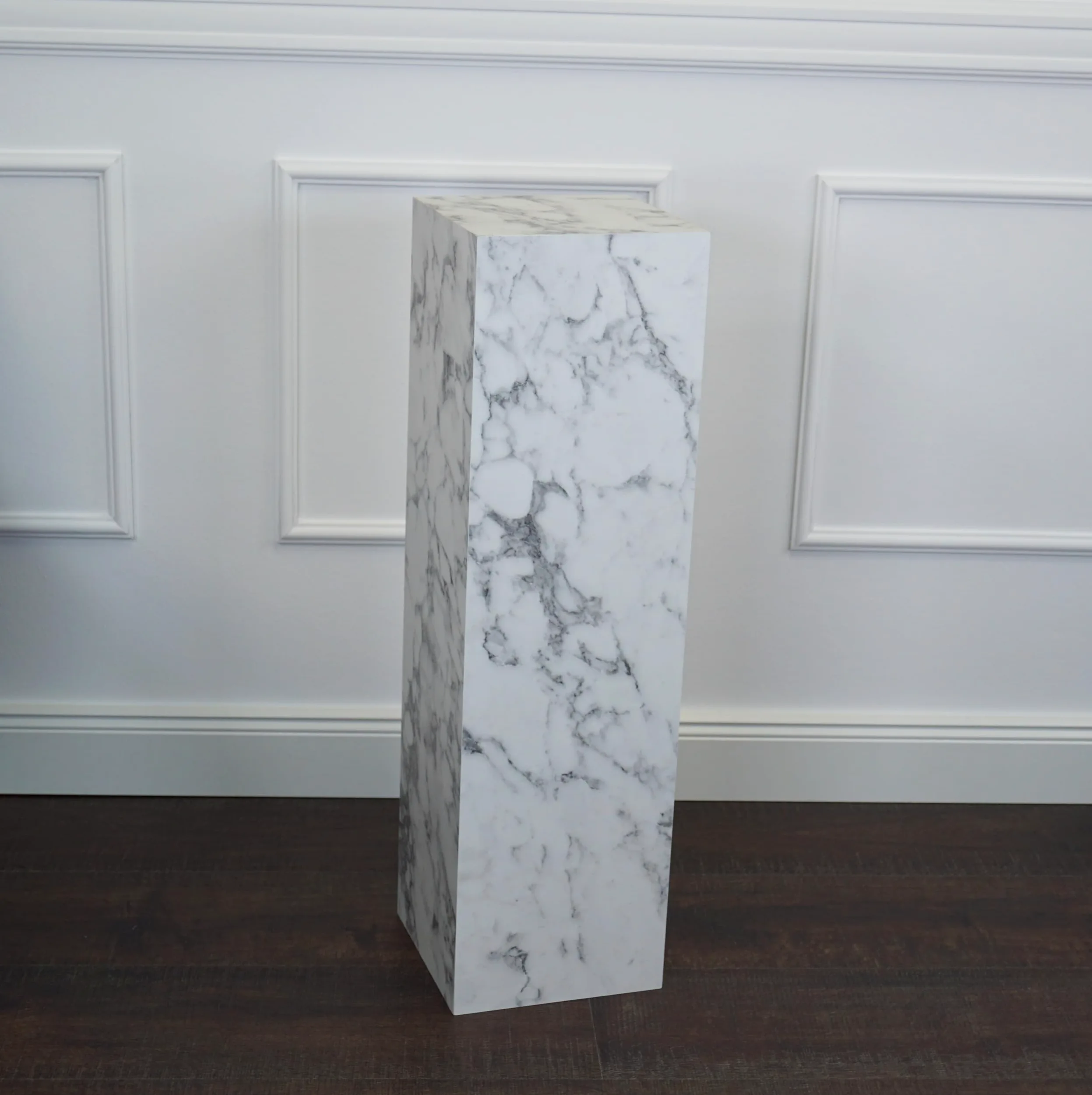 Pilastro per fiori, Colonna, Colonna decorativa, Piedistallo, Ilja, Marmo Bianco, 20 x 20 x 90 cm