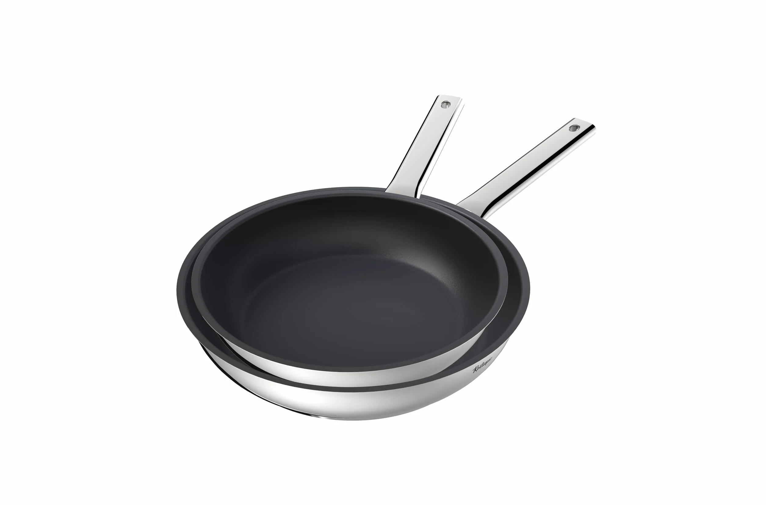 Padella in acciaio inox da 24 cm e 28 cm con rivestimento antiaderente, adatta a tutti i piani cottura, compresi gas e induzione
