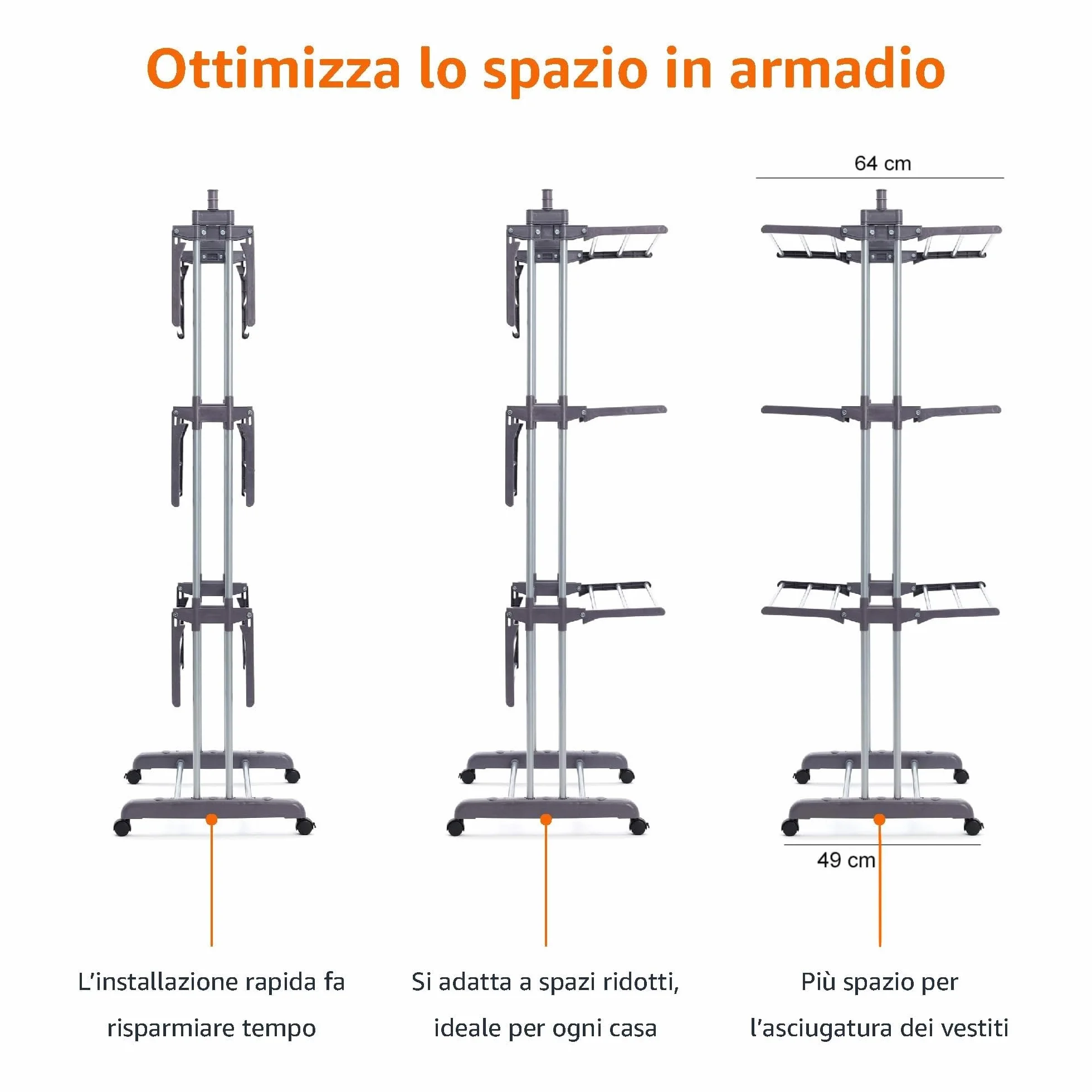 Amazon Basics Stendibiancheria a torre da interni 4-livelli, Bianche