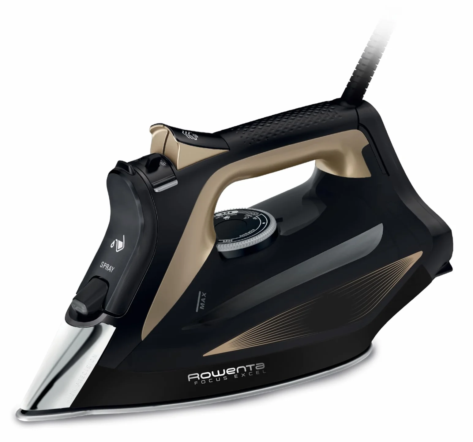 Rowenta DW5325 Focus Excel Ferro da Stiro a vapore 2700W, 2,2 L, Colpo Vapore 180 g/min, Piastra Microsteam HD, Impugnatura Ergonomica, Punta Profilata, Protezione Antigoccia, Modalità Eco