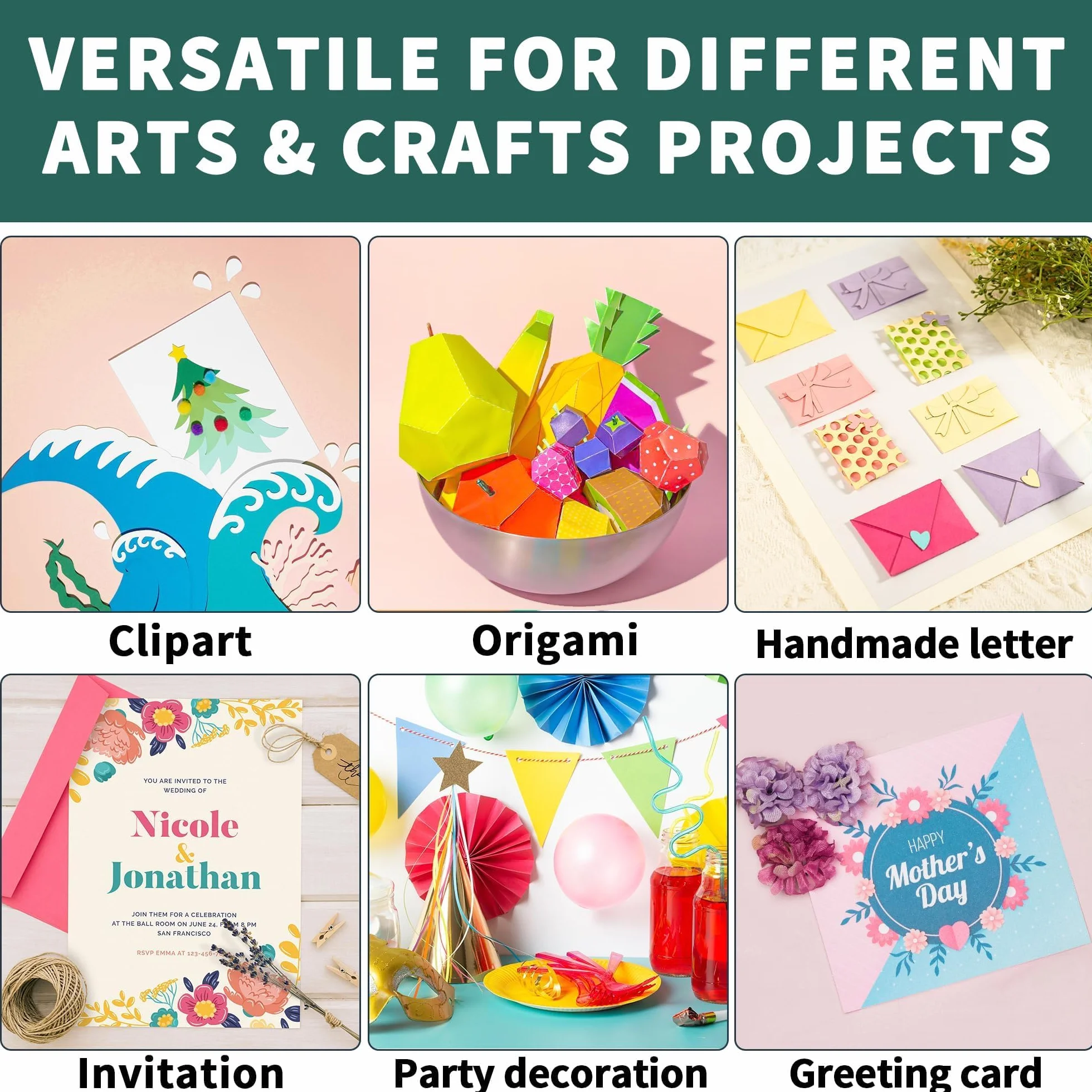Cartoncino colorato A4 230 g/m², 125 fogli, 25 colori per scrapbooking
