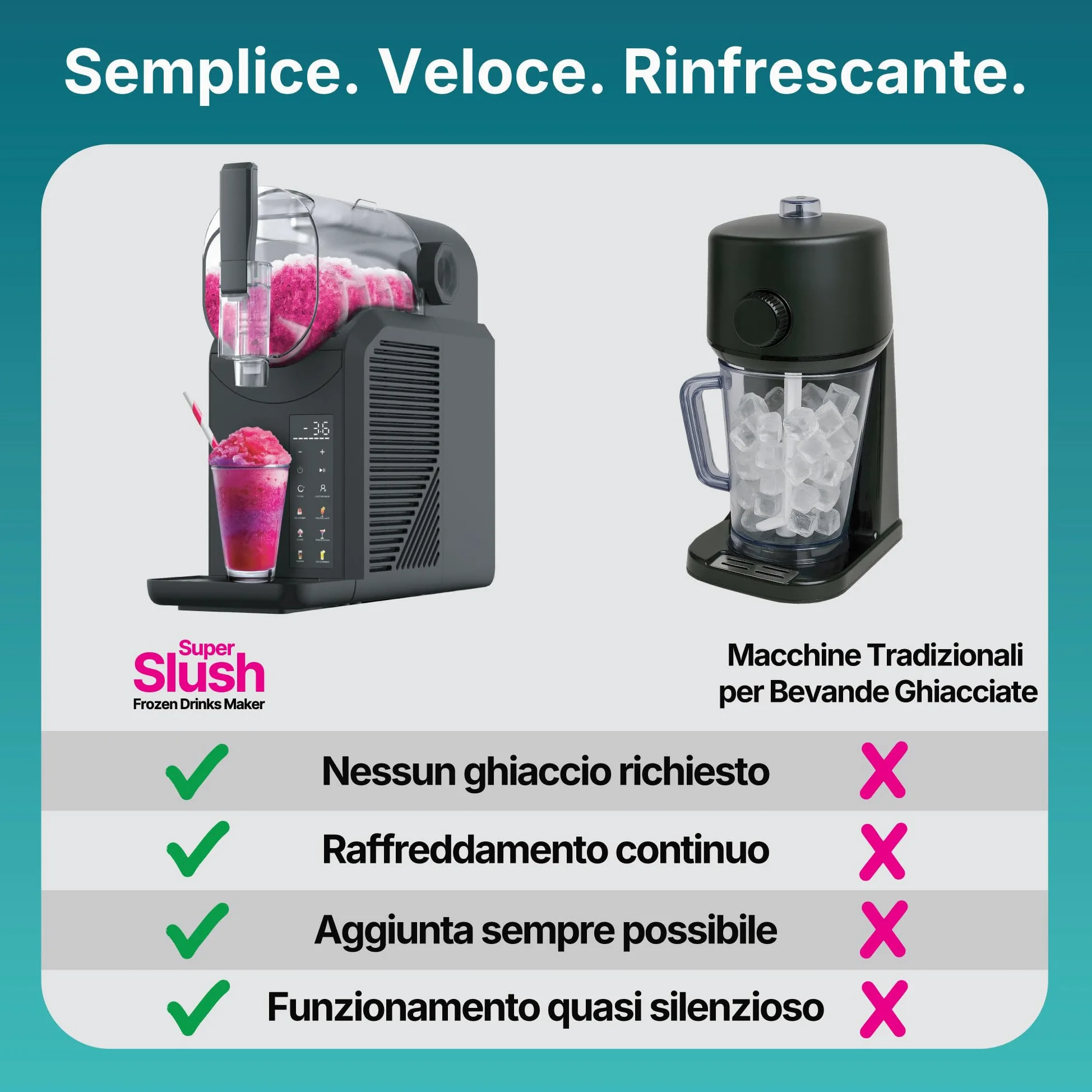 Seeger SuperSlush Macchina per Granite, 2 Litri, 7-in-1, Nessun Ghiaccio Necessario, 7 Programmi, Tecnologia InstantFreeze 15 min, Slushie Maker, Granita, Cocktail, Frappé, Milkshake, Nero, SLFRZ1BK