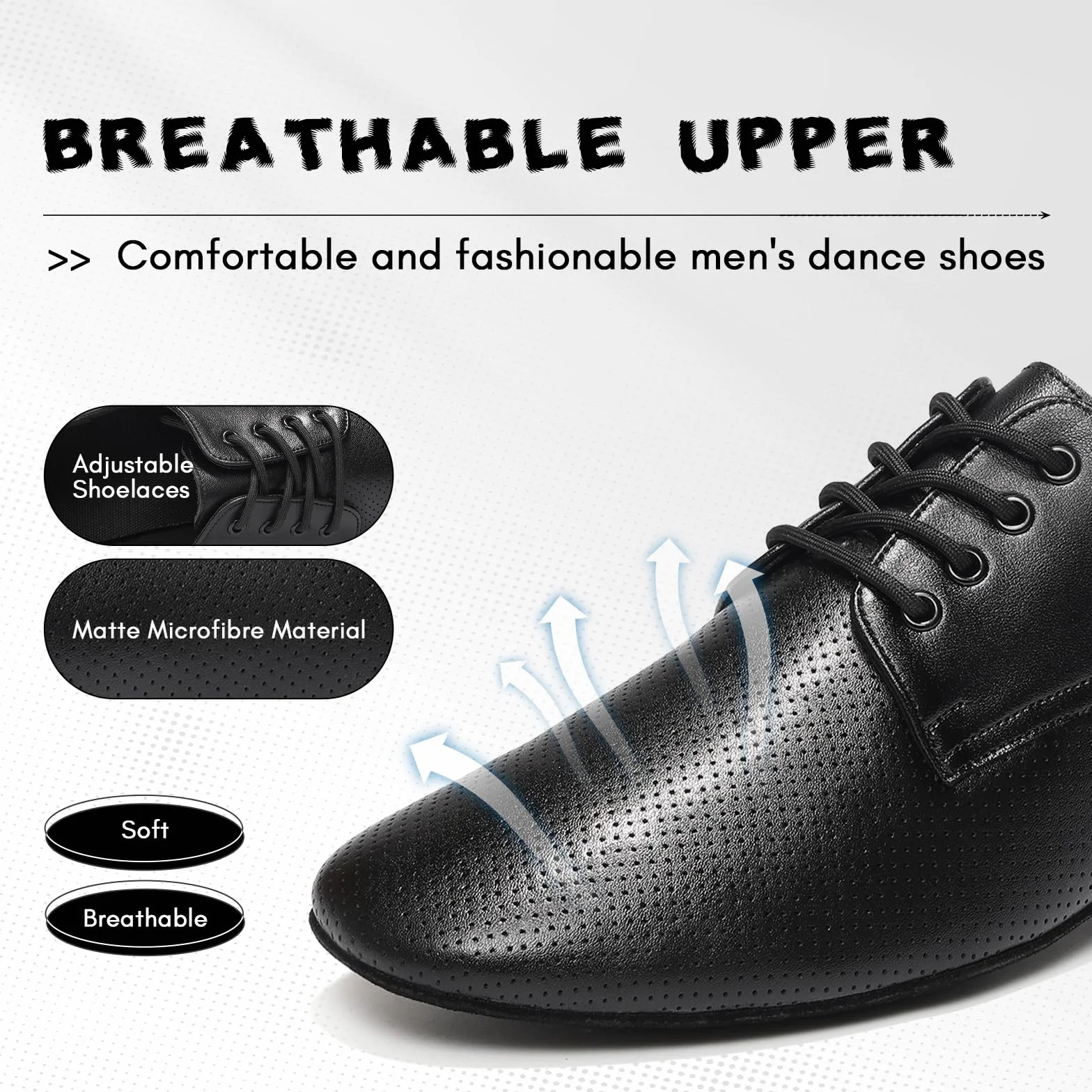 Scarpe da Ballo Uomo Latino Punta Chiusa Lacci Standard Salsa Tango Professionali Tacco 2.5 cm Modello 405