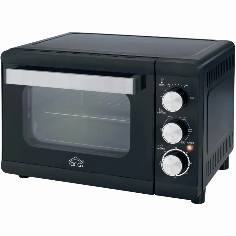 DCG MBN24 - Fornetto Elettrico 24 Litri 1380W, Multiforno Ventilato 6 Funzioni, Timer 60 Minuti, Temperatura 100 - 230°C con Porta Doppio Vetro - Nuova Certificazione A13