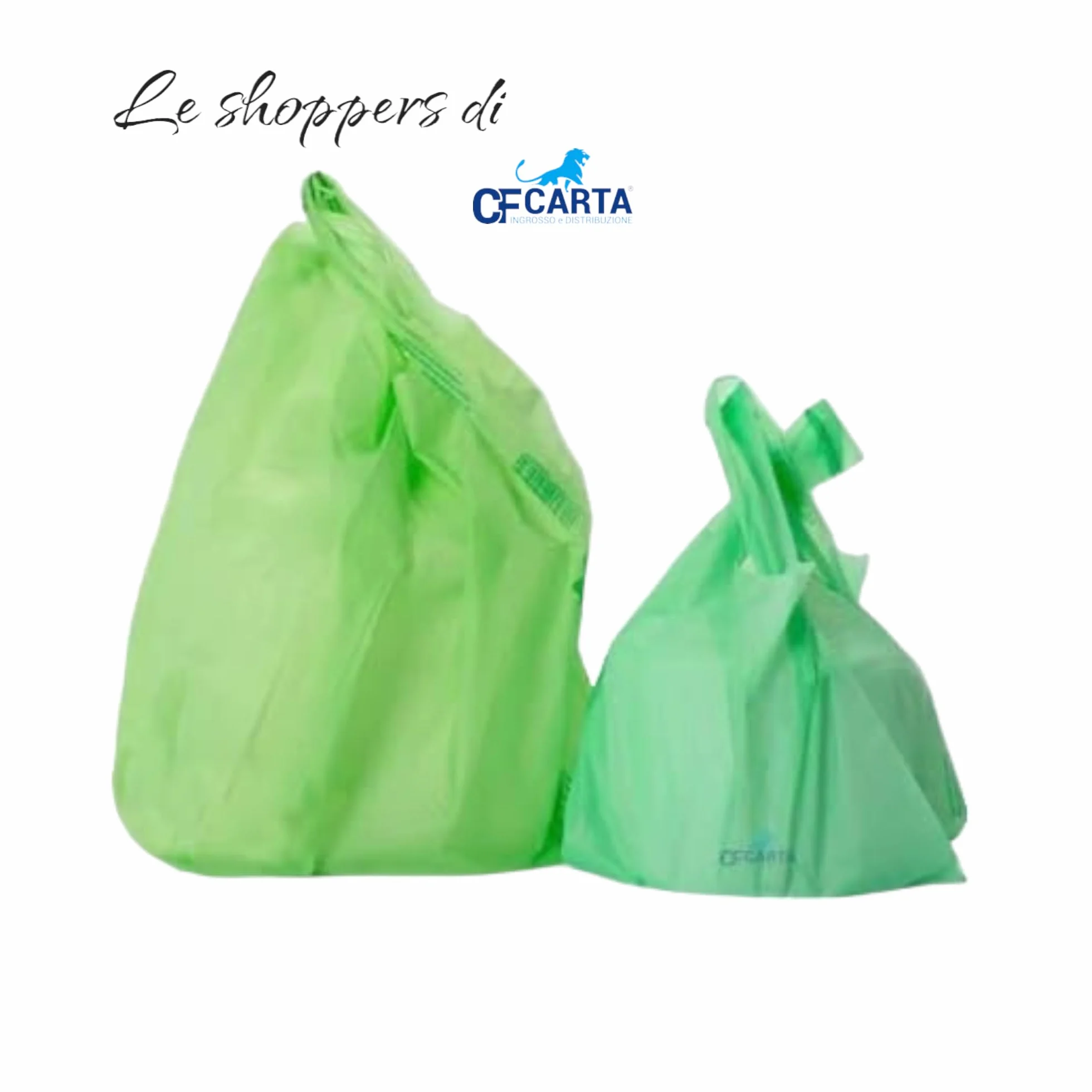 CF CARTA INGROSSO E DISTRIBUZIONE Shopper bio-compostabili - sacchetti biodegradabili e compostabili verde kg4 - buste per trasporto merci (35x65)