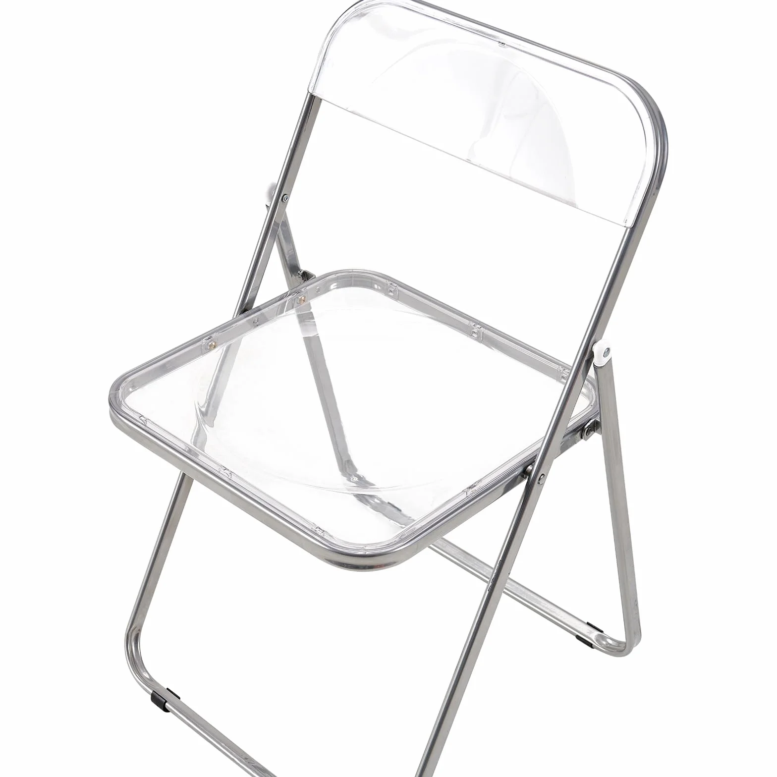 set di 4 pieghevole sedia in metallo trasparente PET sedia pieghevole poltrona 150 kg capacità di carico per sala da pranzo, soggiorno, giardino