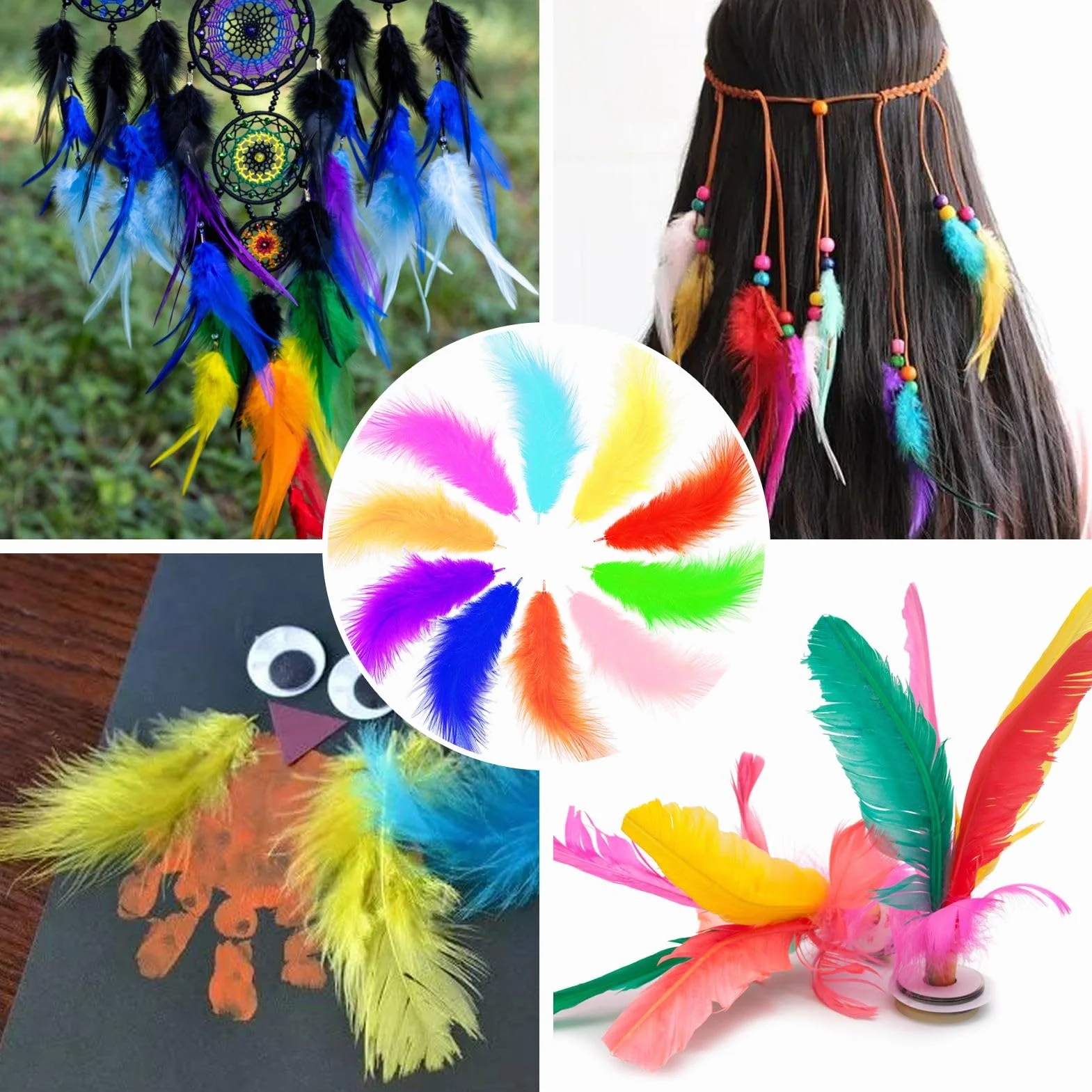 100 Piume d'Oca Colorate per Artigianato e Decorazioni Fai da Te