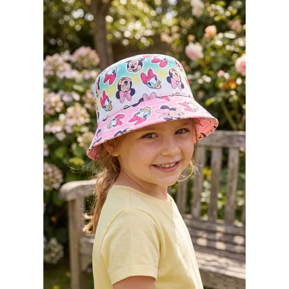 Disney Minnie e Paperina Cappello Pescatore Neonata Estivo Multicolor Tesa Larga Protezione Sole 100% Poliestere 100% Cotone Ufficiale