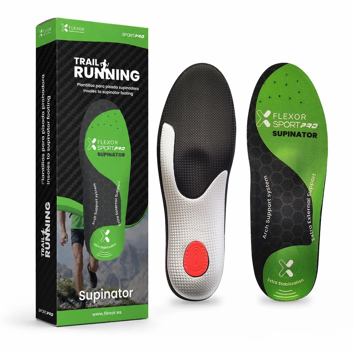 Flexor - Scarpe da Trail Running PRO per Supinatori | Comfort Plantare Avanzato | Stabilità e Supporto | Base in Resina Rinforzata, Taglia 42