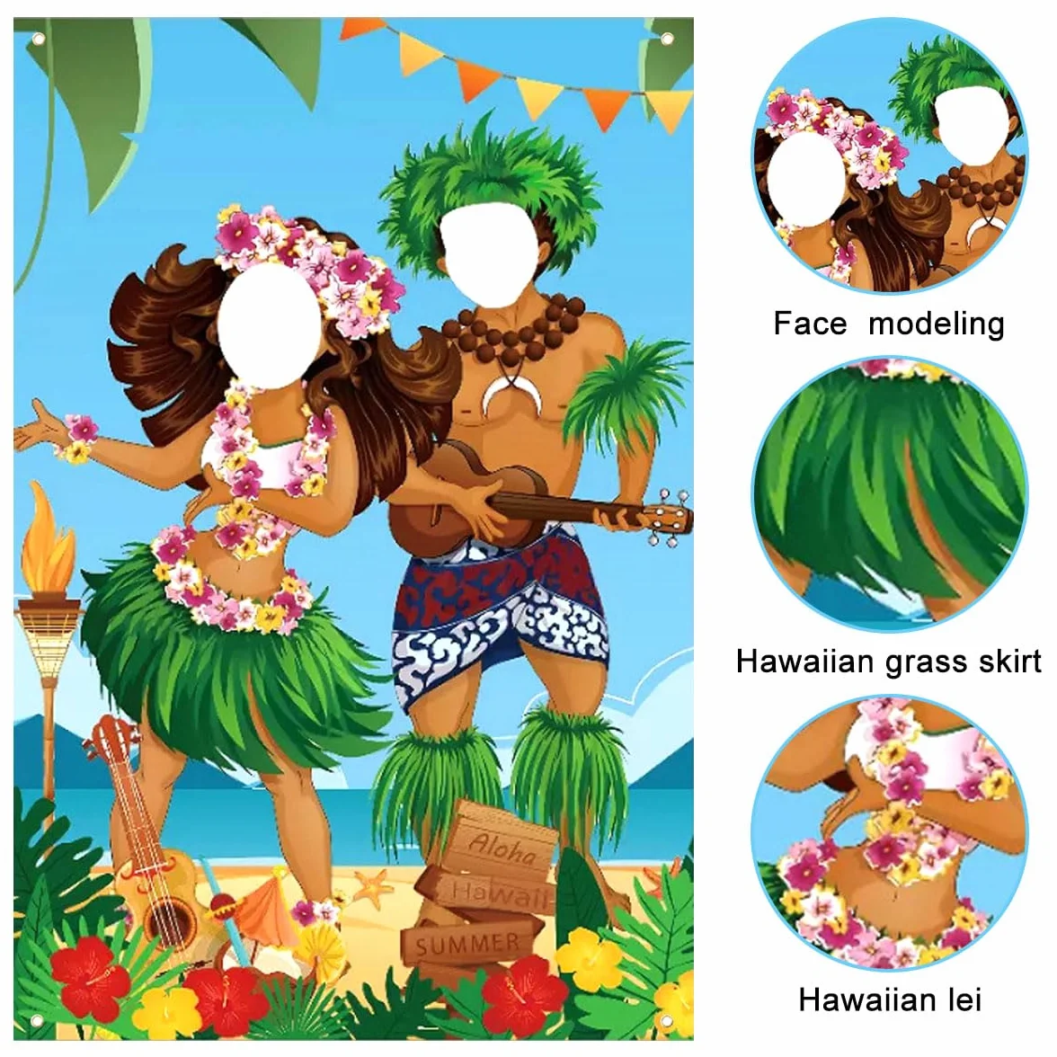 Sfondo Fotografico Festa Hawaiana 180 x 90 cm Hawaii Banner Decorazioni Tropicale