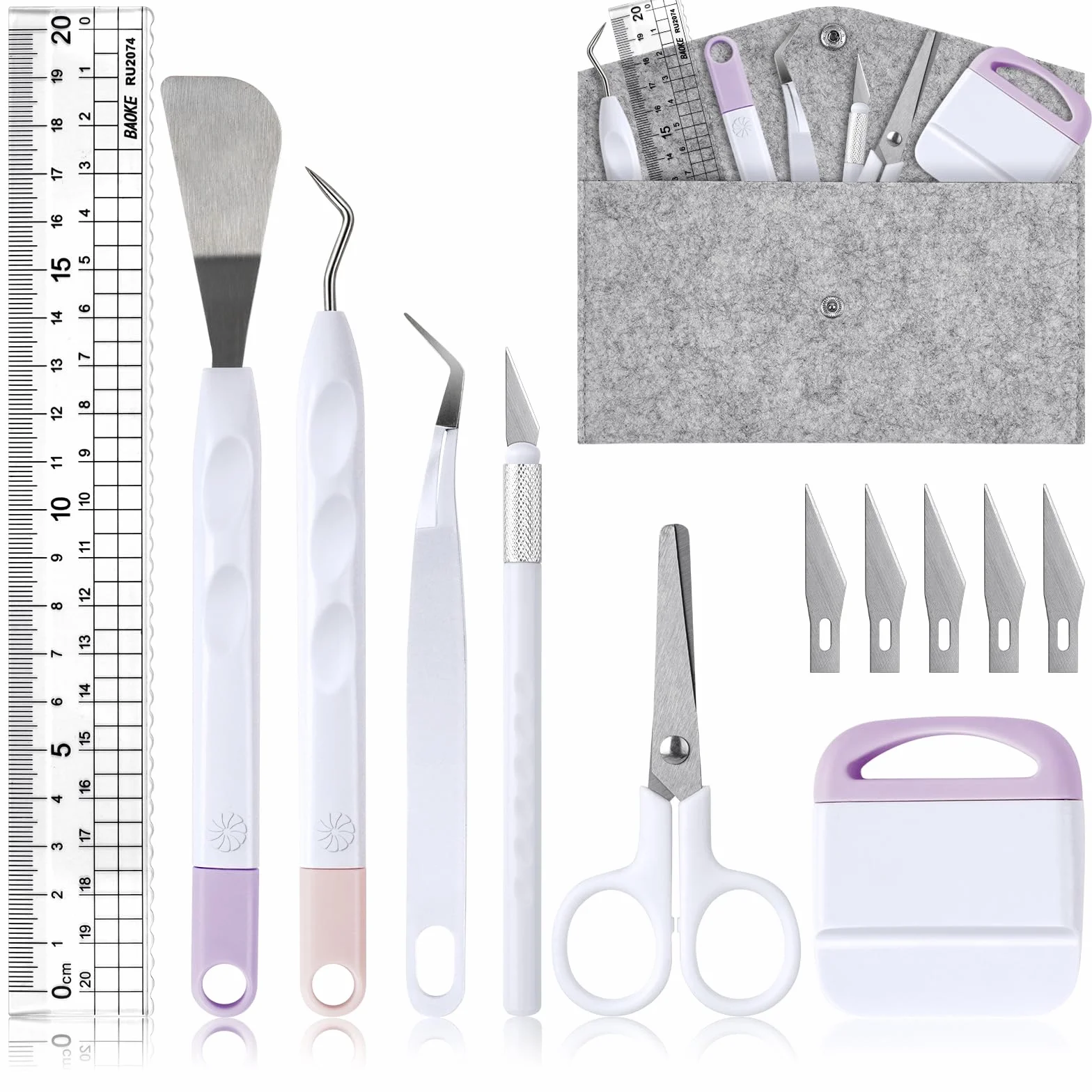 OSDUE Strumenti Set Base, Set di 13 Strumenti per Diserbo in Vinile, Utensili per Scrapbooking, Silhouette, Lettering, Scritte