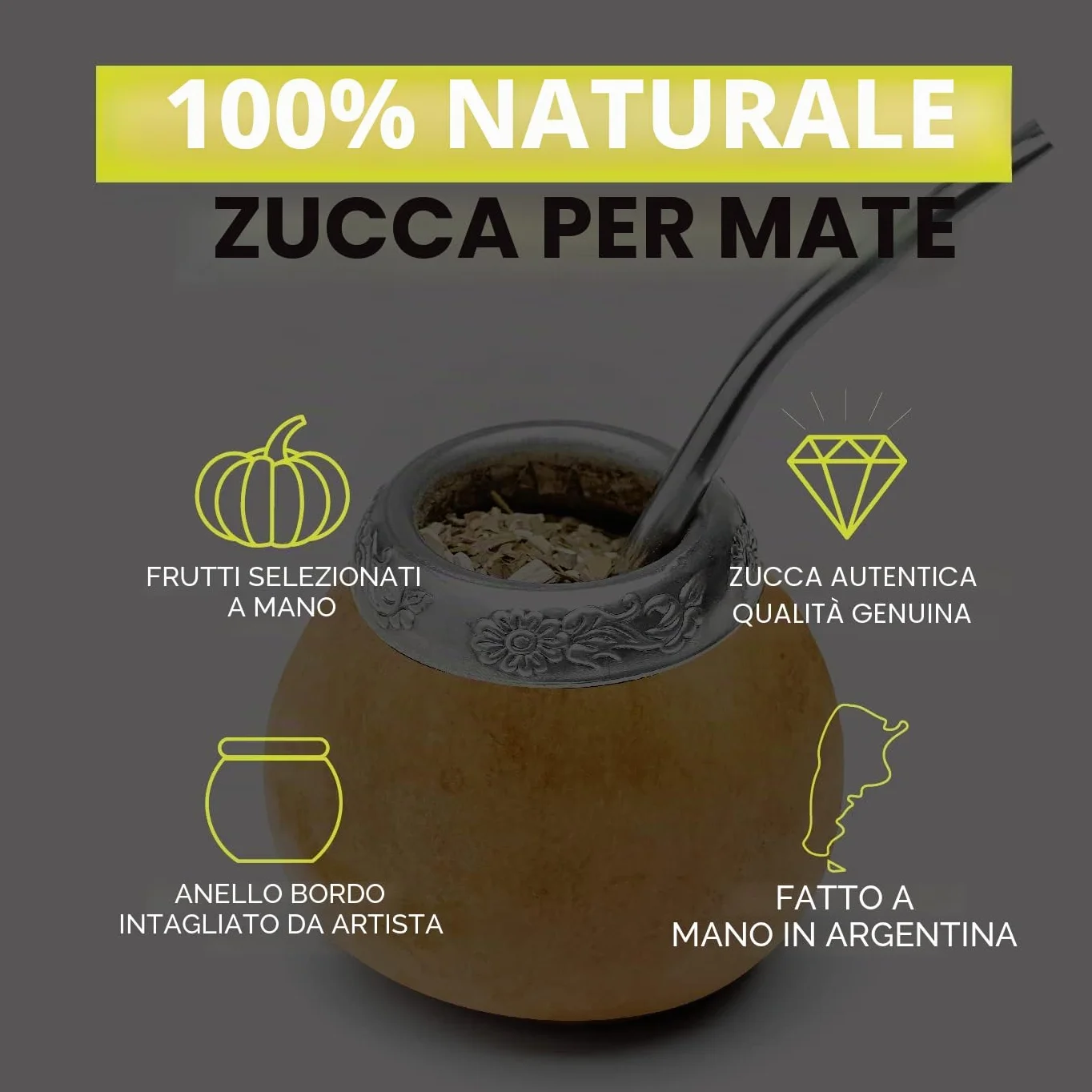 Mate Argentino Set Autentico BALIBETOV Tazza Mate Originale Bombilla Yerba Mate Beige