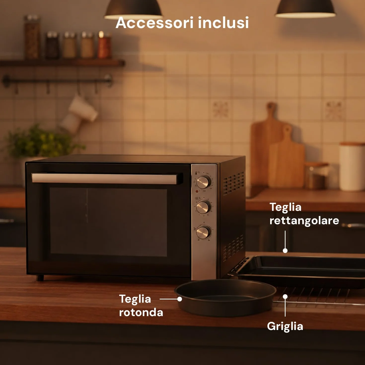 Forno Elettrico Ventilato XXL 70L 2500W con Doppia Resistenza, Timer, Cottura Combinata fino a 230°C