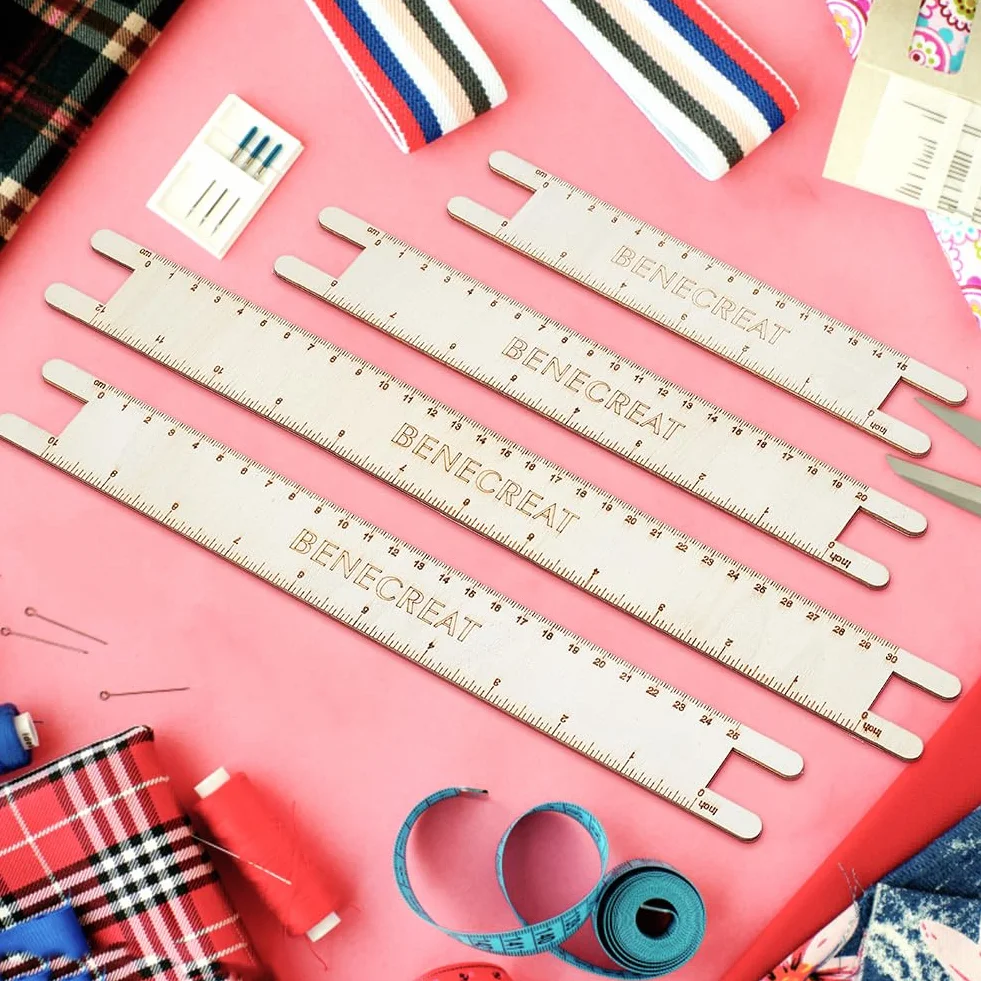 BENECREAT Strumento di Misurazione per Cordone Macramè in Legno 4 pz