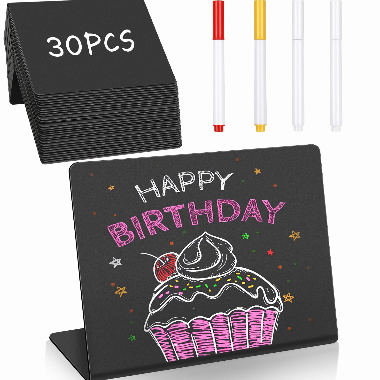30 Pezzi Mini Lavagna, 10x7,5CM Piccole Lavagnetta Cancellabile, Forma di L Cartellini Prezzi, Numero di Tavolo per Matrimonio Ristorante, Cartelli Alimentari per Buffet Panetteria