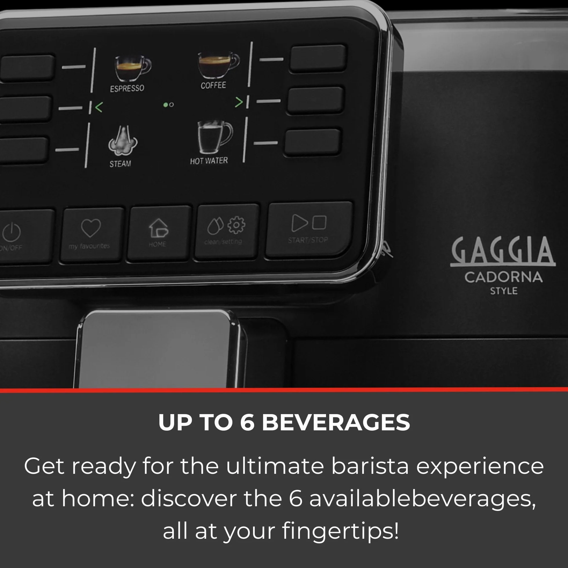 Gaggia Cadorna Style, Macchina da Caffè Automatica per Espresso e Cappuccino, Caffè in Grani o Macinato, RI9600/01, 1900W, 2 tazze, Nero, 100% Made in Italy