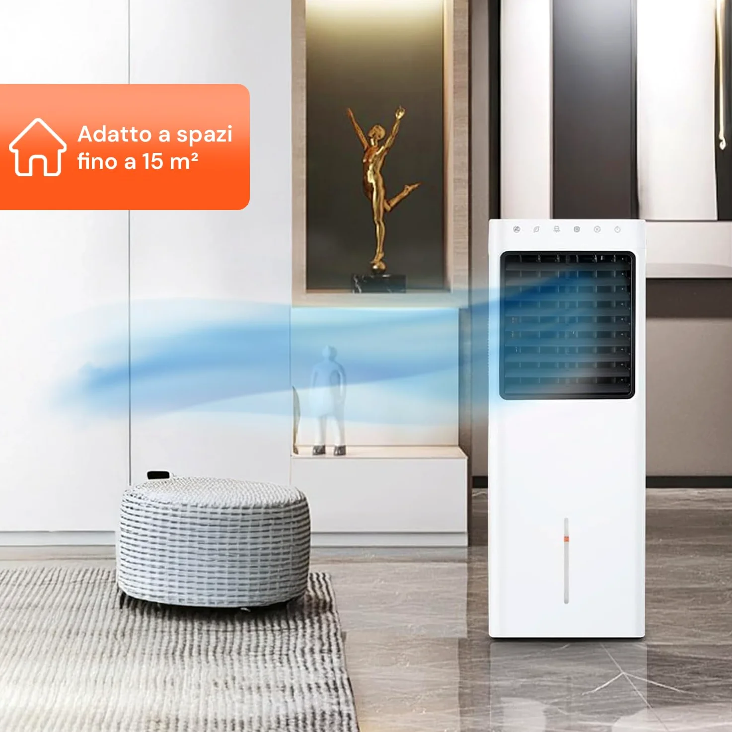 Avilia - Raffrescatore d’Aria 1100W con Tanica 8L, Funzione Freddo/Caldo e Telecomando –, Touch Control e Ionizzatore per Casa e Ufficio