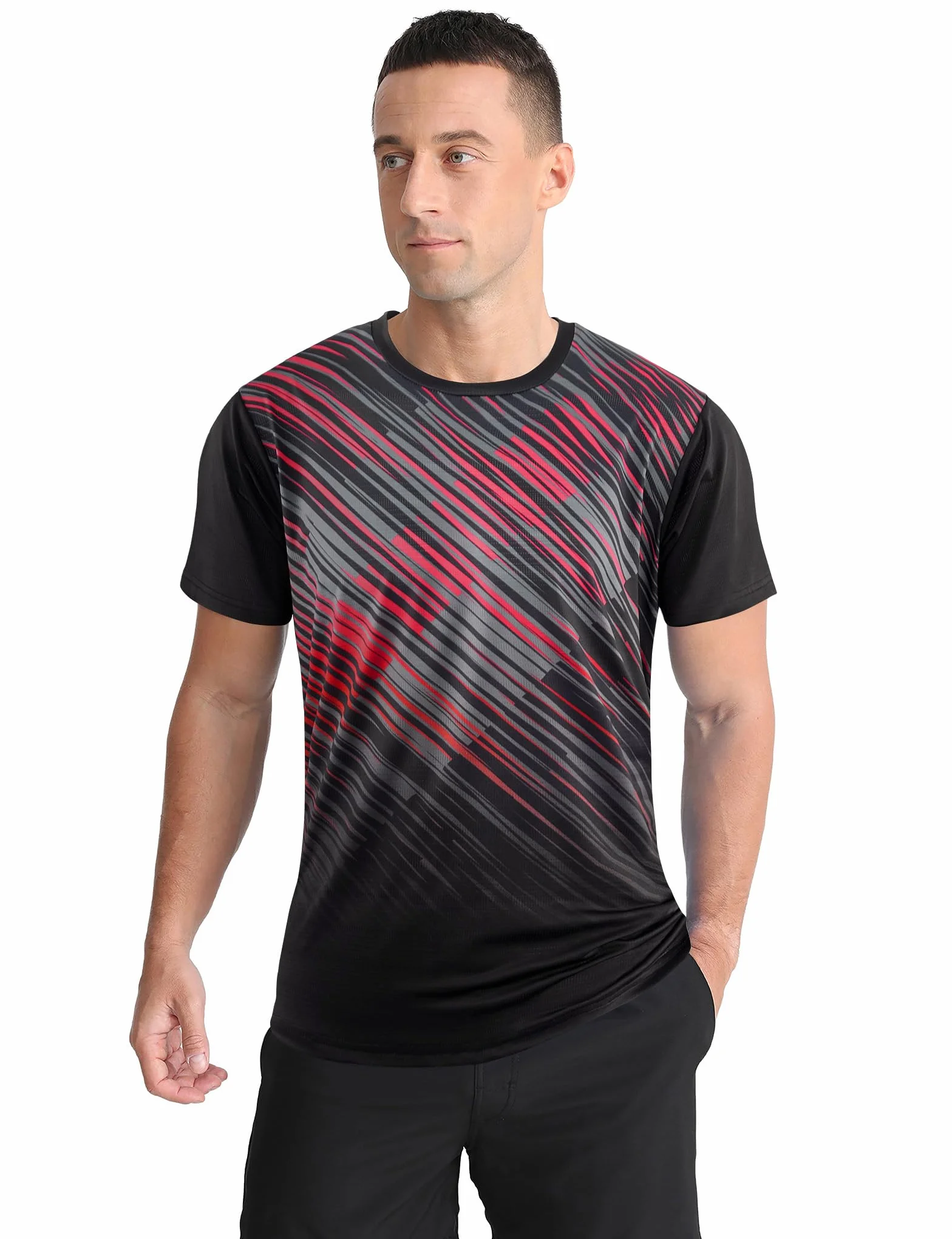 APTRO Maglietta Uomo Sportiva Maniche Corte Tessuto Elastico Asciugatura Rapida Fori Traspiranti Fitness