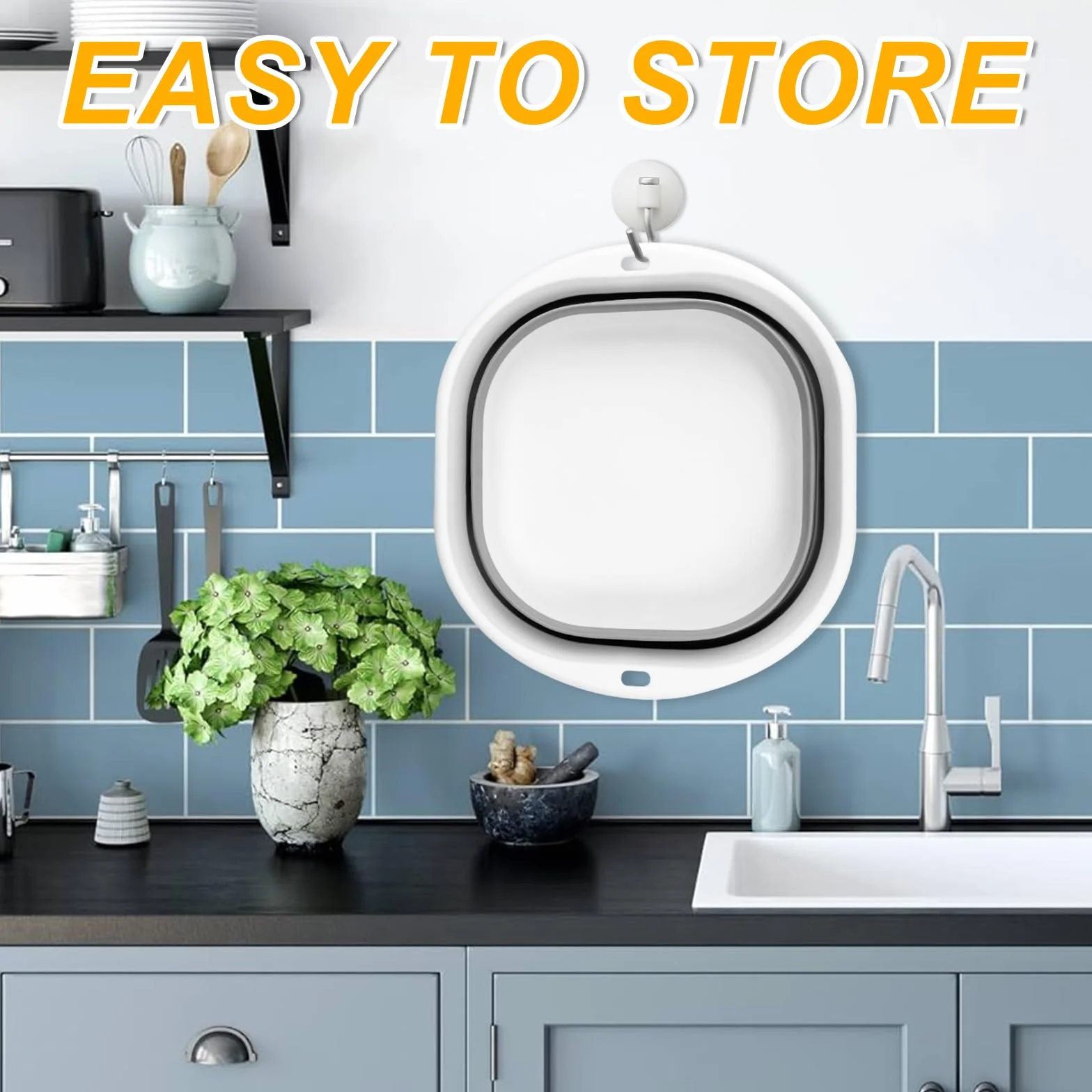 Chiluxendo Secchio Pieghevole, Bacinella Plastica Quadrata, Catino per Bucato, Secchiello, Silicone Lavabo, per Campeggio,Viaggio,Pesca,Camper,Pulizia della Casa (1, Grigio), 30.5 * 28 * 5CM