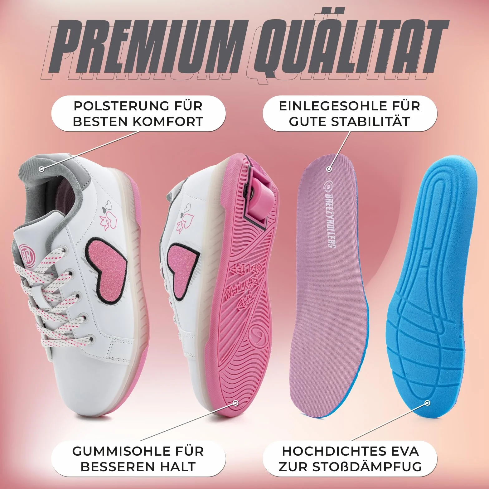BREEZY ROLLERS Scarpe con Ruote per Bambini Sistema di Clic Brevettato