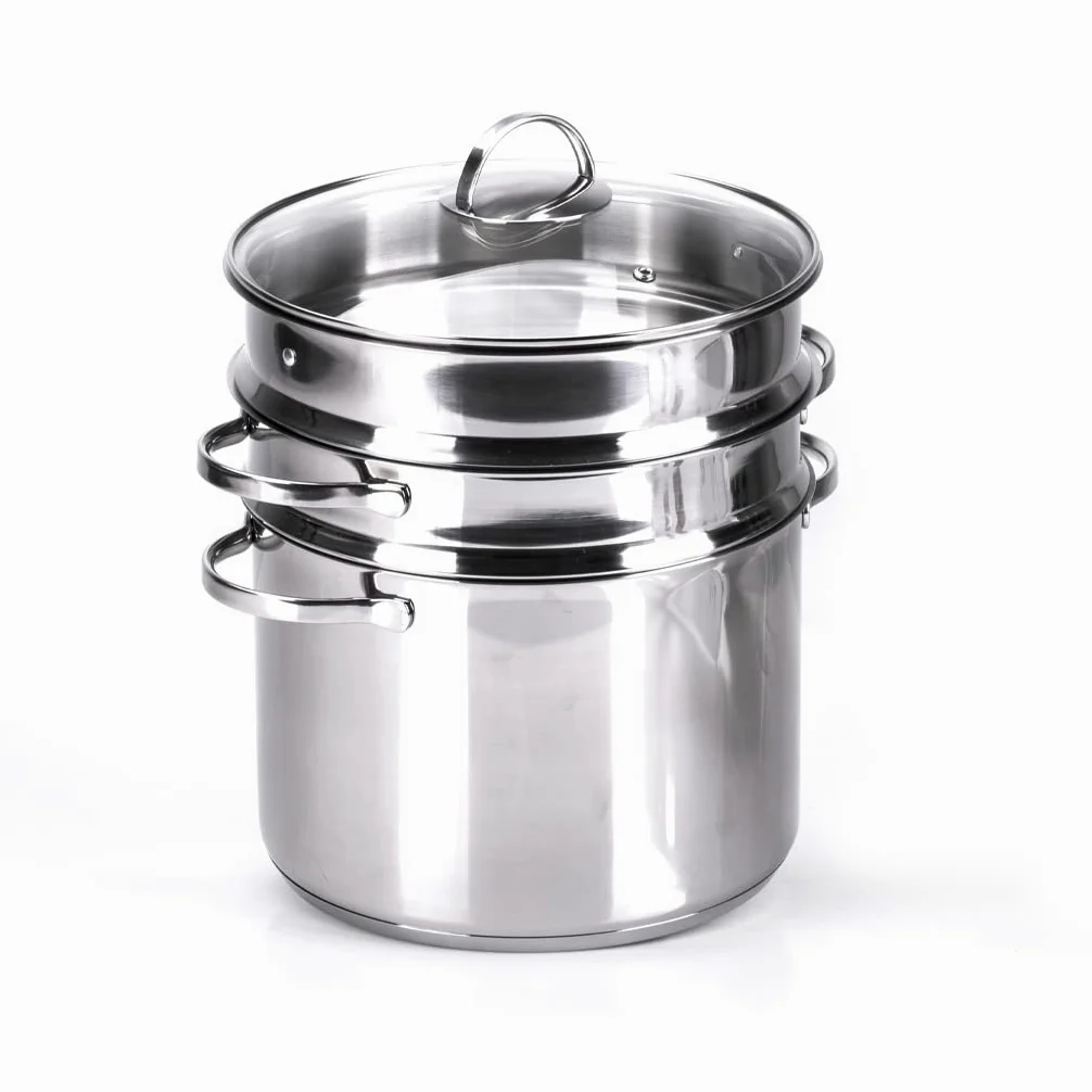 Moneta Pastaiola Allegro Inox 24 cm 7 litri, con doppio cestello, scolapasta e cestello vapore. Per tutti i fuochi, compresa induzione., A01A167502