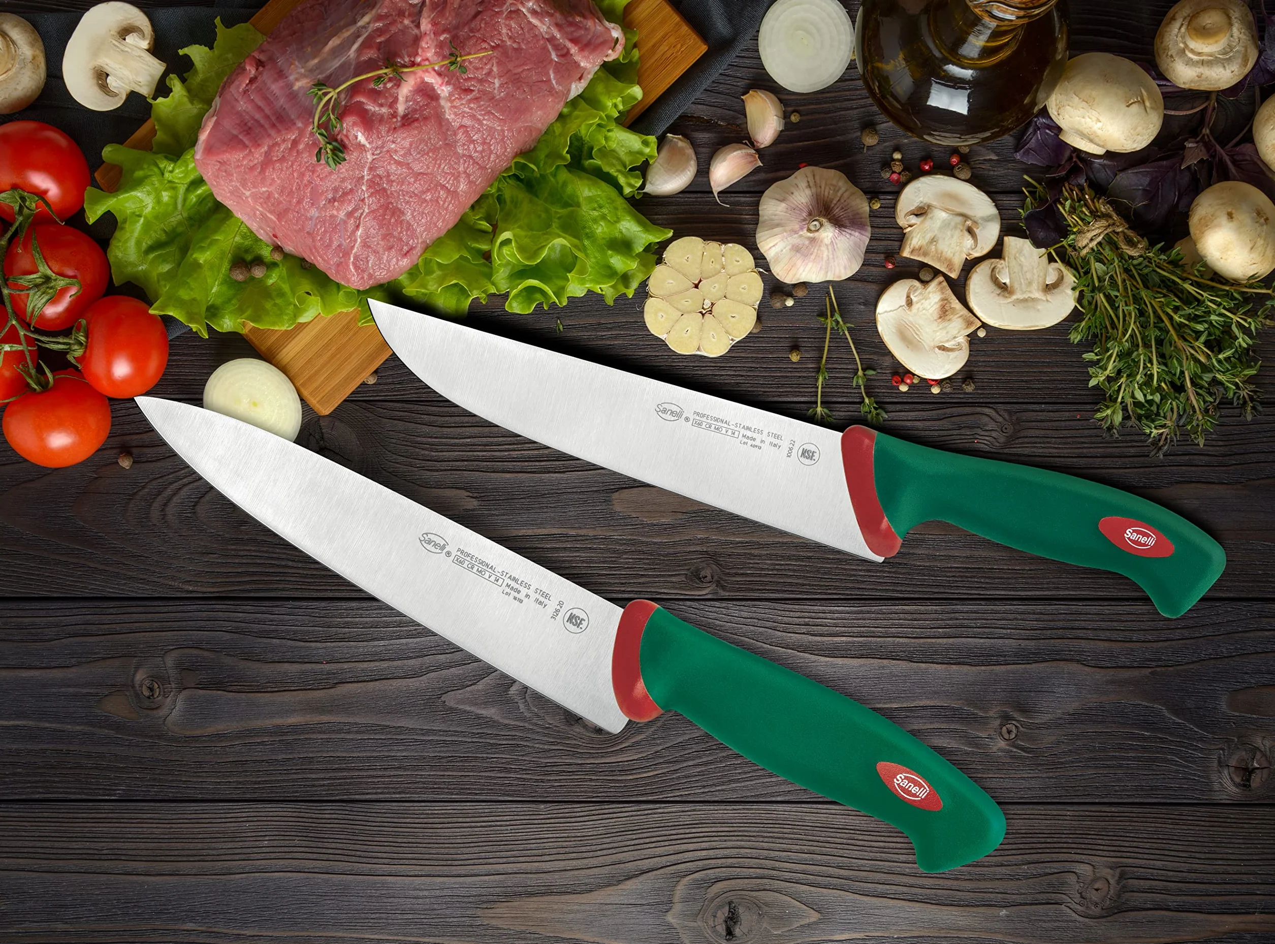 Sanelli Premana Coltello Cucina, Acciaio Inossidabile, Verde, 20 cm