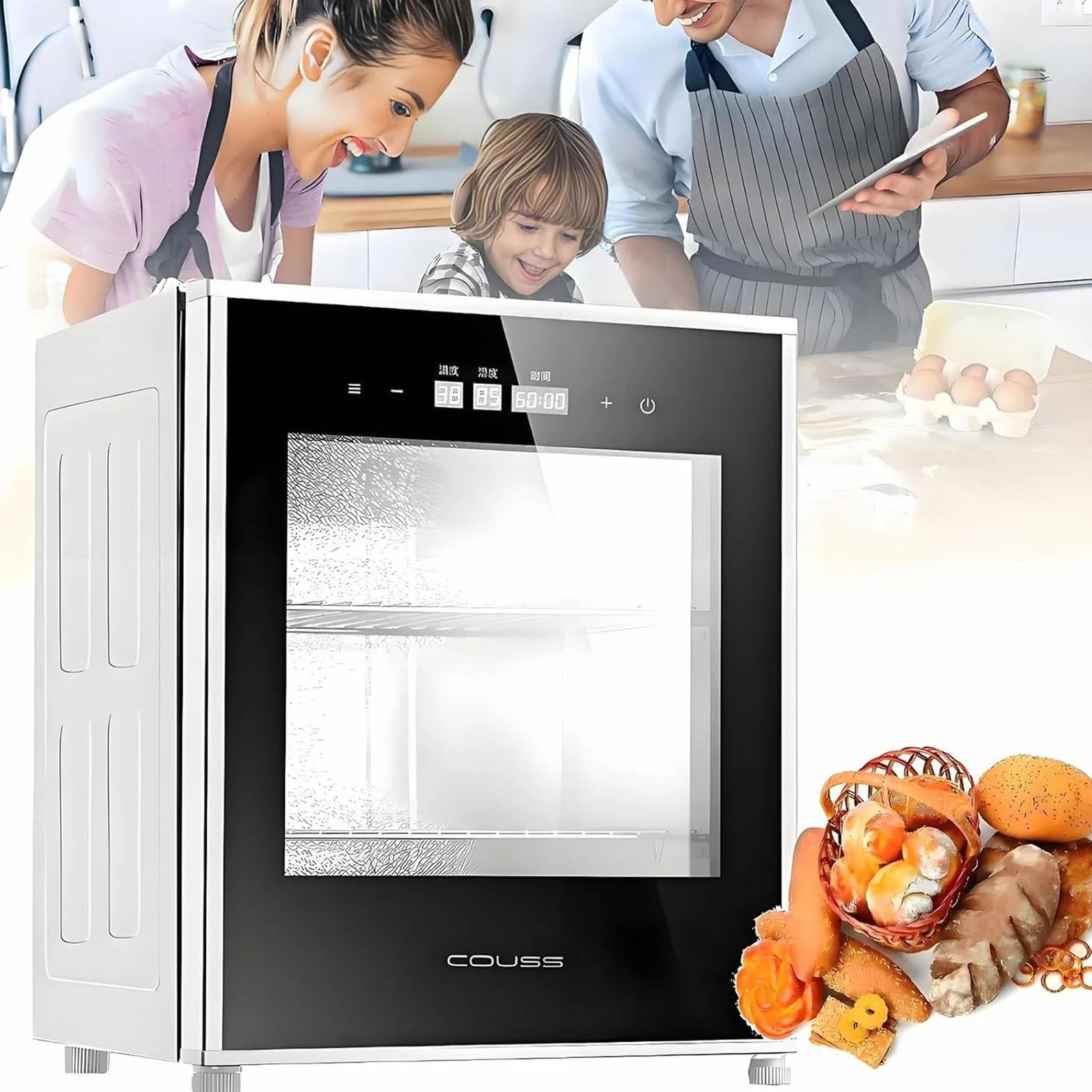PixCy Lievitatore Elettrico 40 Litri,Cella Fermentazione Multiuso,Cella Lievitazione Elettrica Pane con Temperatura/umidità Regolabili,per Pane,Pizza,Lievito Madre,Yogurt,Natto