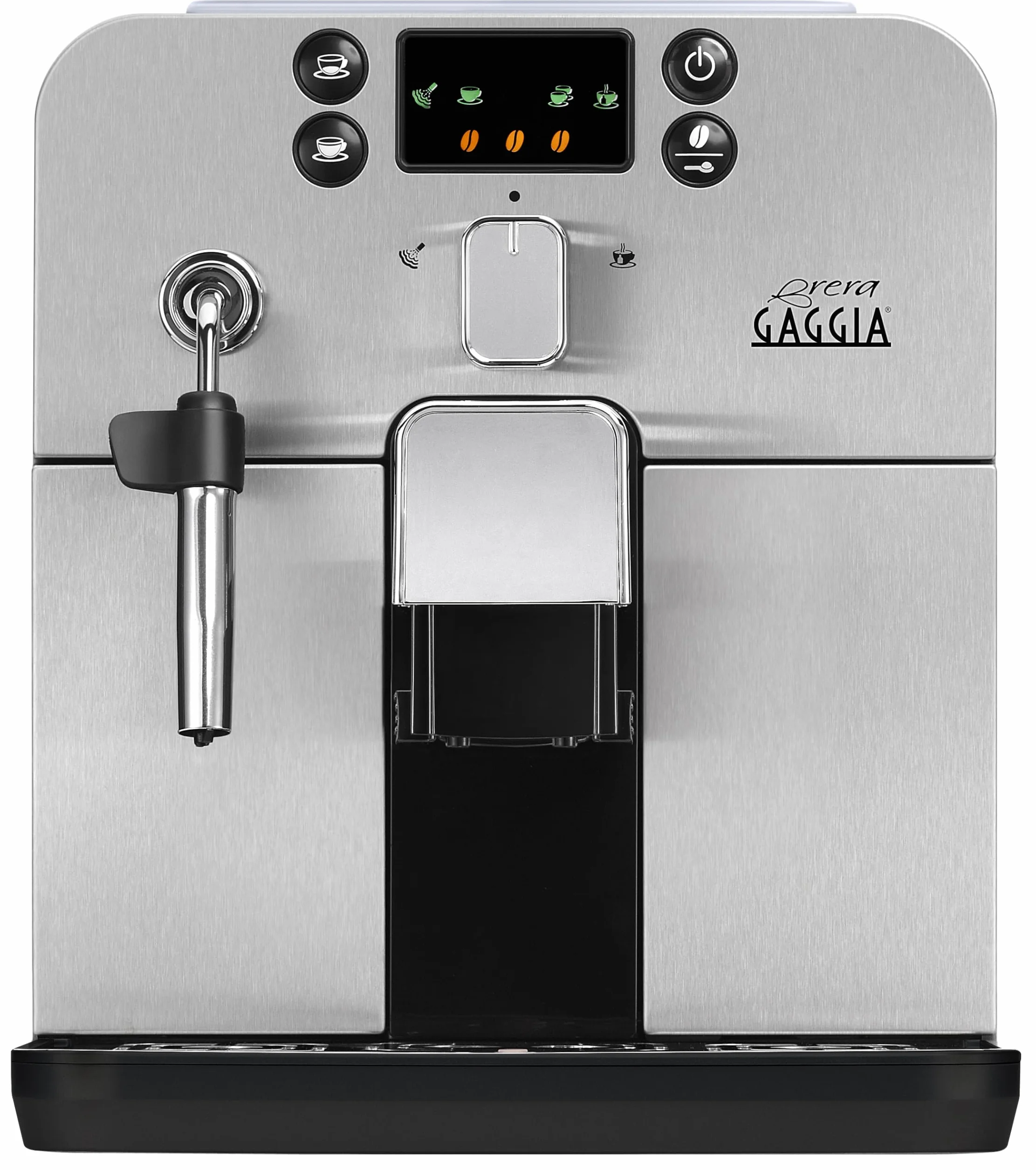 Gaggia RI9305/11 Brera - Macchina da Caffè Automatica, per Espresso e Cappuccino, Caffè in Grani o Macinato, 1400 W, Argento/Nero