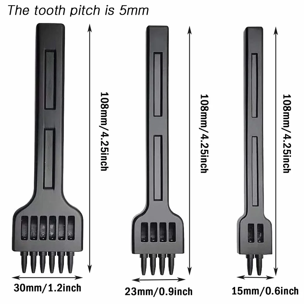 Scalpelli Set di Cuoio, 3 Pezzi Pugno Acciaio, Punzoni in Pelle, Professionale DIY Metallo 2/4/6 Poli Perforazione Strumenti per Cintura, Pelle, Cinturino, Cartoncino, Gomma (5 MM)
