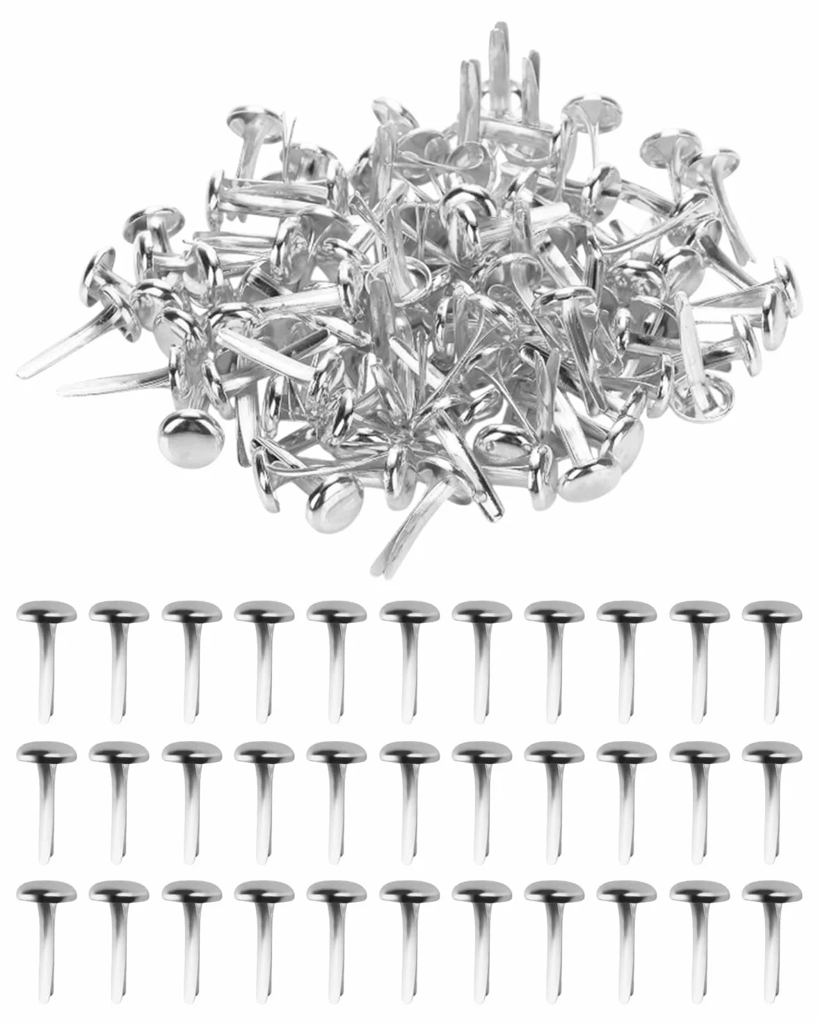 Fermacampioni Mini Colorati Metallo 100 Pezzi per Scrapbooking Fai da Te Argento