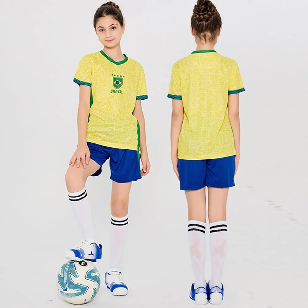 2026 Calcio Coppa Bambini T-Shirt e Pantaloncini Set Tifosi di Calcio Sport Casual Bandiera Nazionale Stampa Allenamento Ragazzi Ragazze Asciugatura Rapida Maglia 100-170cm