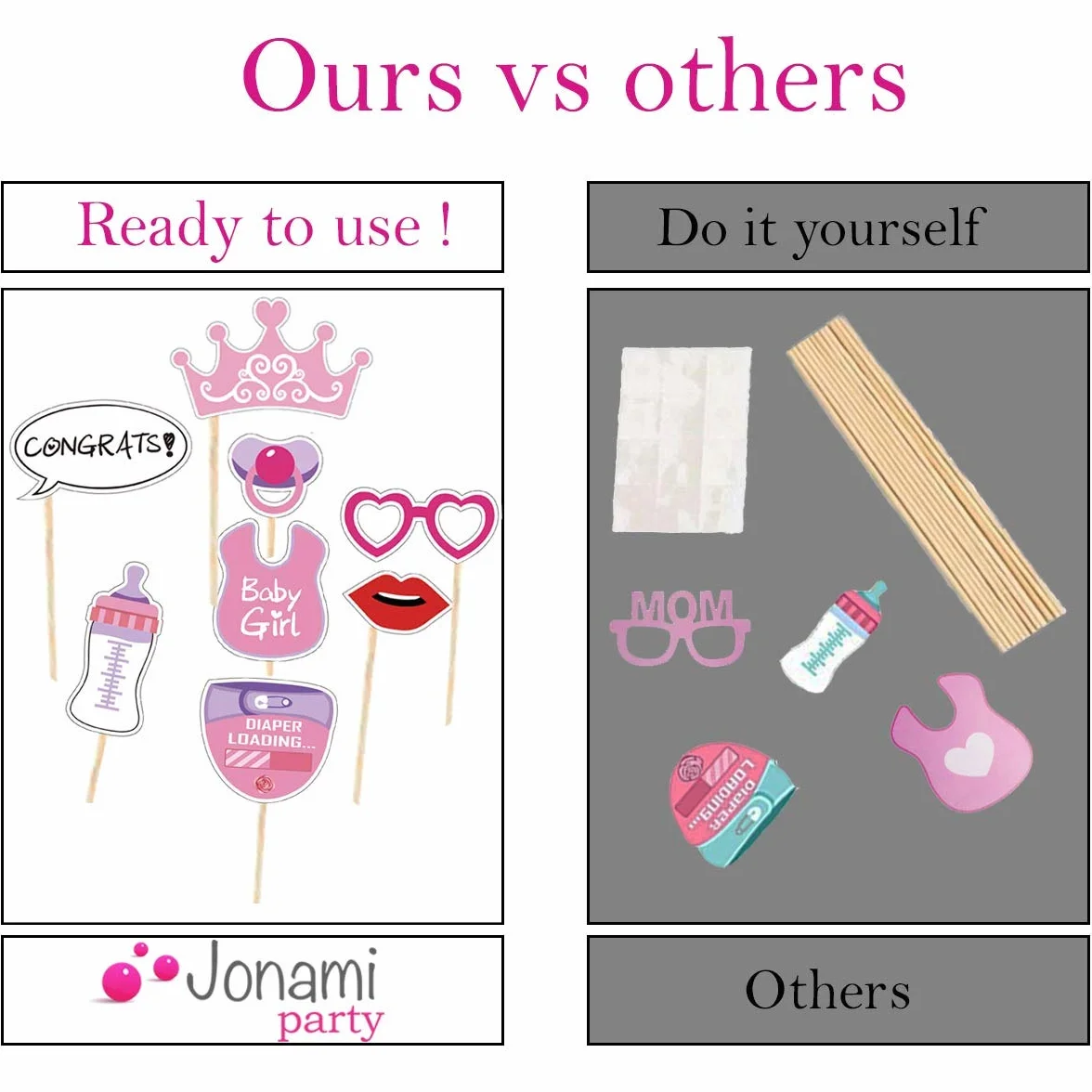 Jonami Foto Booth Props Nascita Bambina, Accessori Foto Divertenti Neonata, Photo Booth Props é Una Femminuccia Femmina. Decorazioni e Accessori di Scena per Selfie