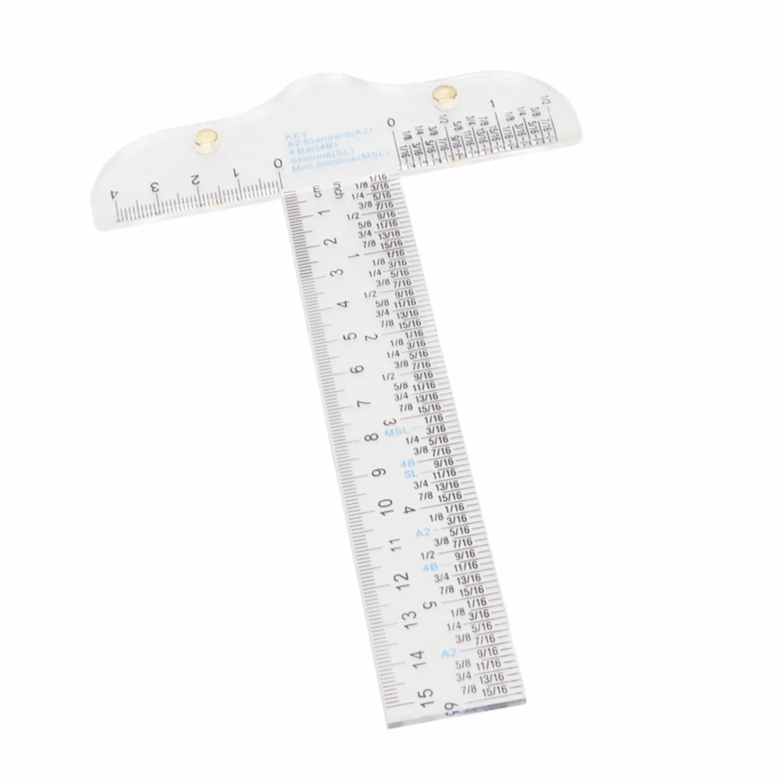 Righello a T in Acrilico Trasparente, Strumento di Misurazione con Scale in Pollici e Metriche, Righello da Disegno Portatile