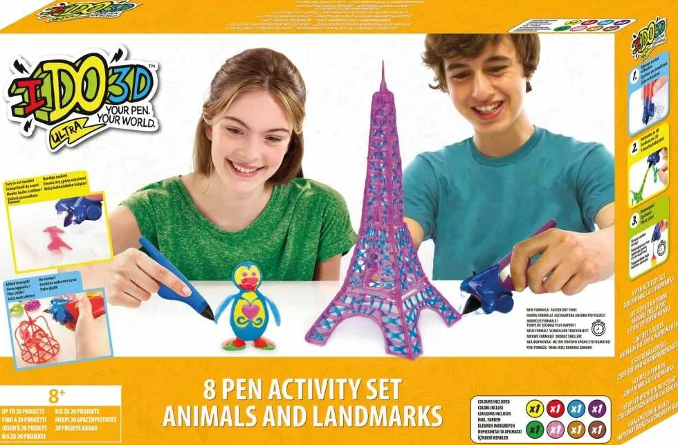 IDO3D Ultra 8 Penne Animali dello Zoo e Luoghi di Interesse, Creare Arti e Mestieri 3D, Disegno e Pittura Forniture