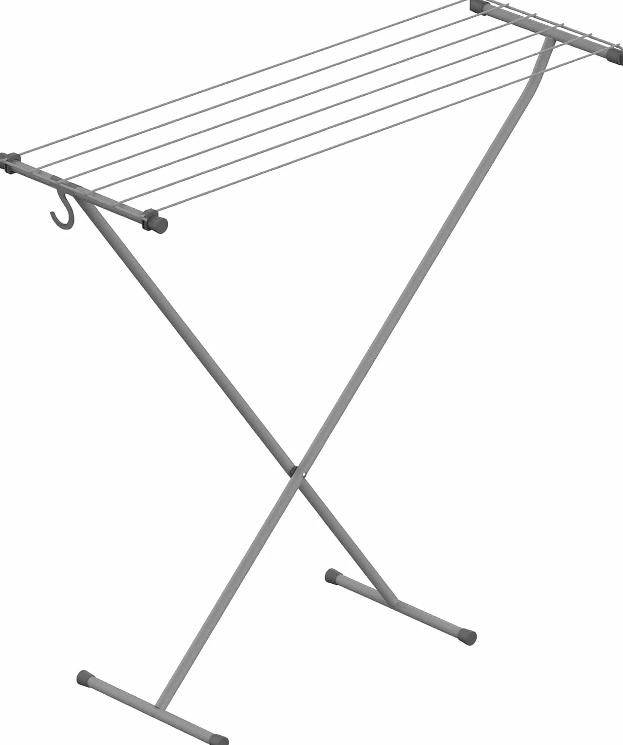 Rörets Stendibiancheria da Balcone Compact Space Grey - Modello Salvaspazio Allungabile in Alluminio e Plastica con Gancio, Piedini Antiscivolo e 5,5 m di Filo - 90 x 32 x 83 cm