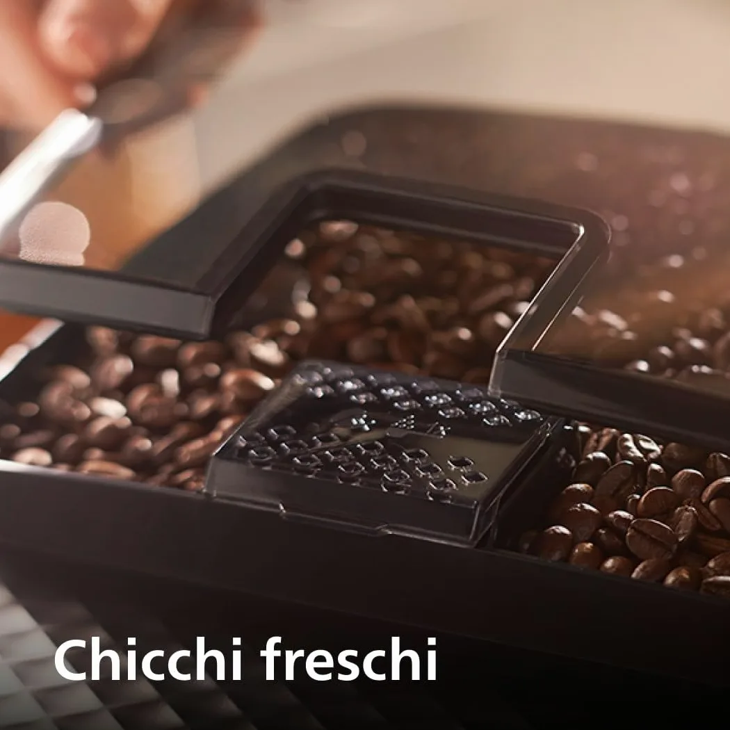 PHILIPS Serie 2200 Macchina da caffè Automatica - 2 bevande, Display Touch, Cappuccino con Montalatte Classico, Macinacaffè in Ceramica, Nero Opaco (EP2220/10)