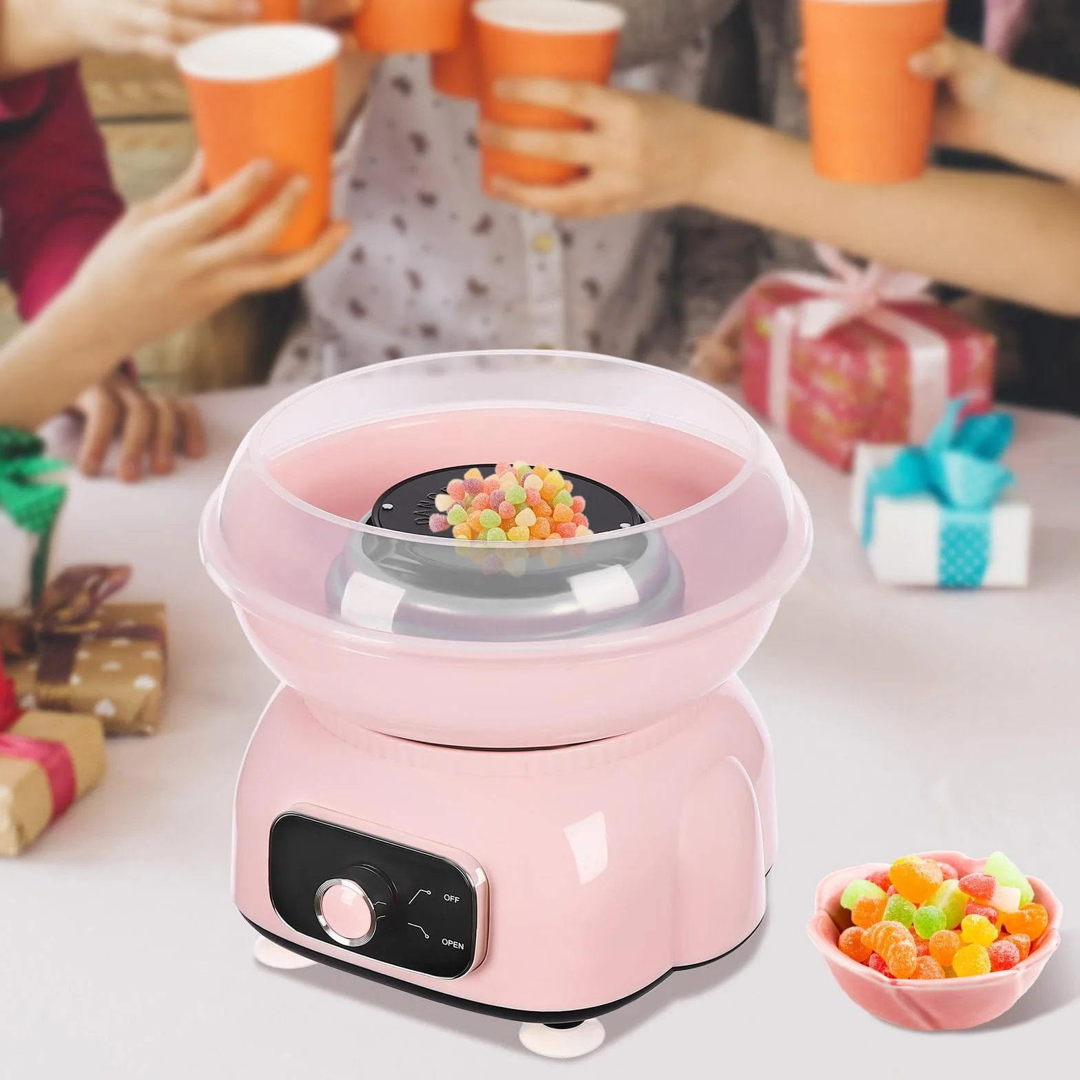 Macchina per la barba da papà per la casa, macchina per la barba di papà, in cotone Candy Maker con 10 bastoncini – Kit completo per fare la barba di papà casa – apparecchio elettrico compleanno