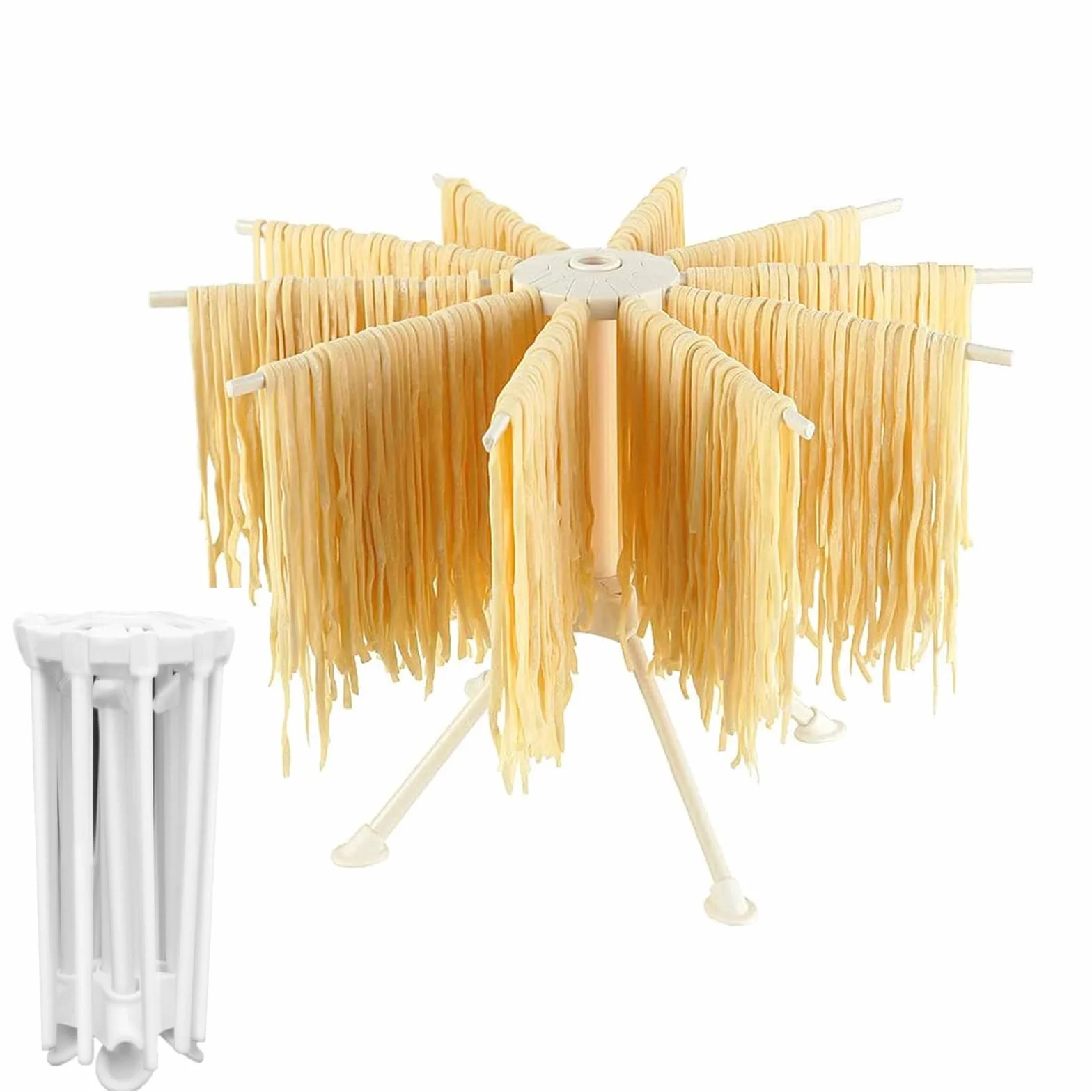 Bugucat 10 Rami Noodles Pieghevoli Stendino Stalla Fatta A Mano Tagliatella Supporto per Appendere Utensili da Cucina Pasta Fatta in Casa Gadget