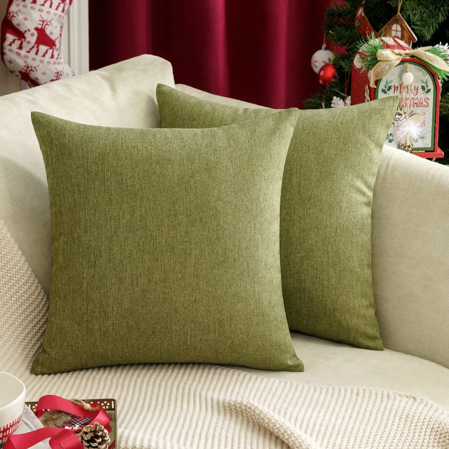 MIULEE Federe per Cuscino Impermeabile 40x40 cm Verde Scuro in Poliestere per Divano Esterno