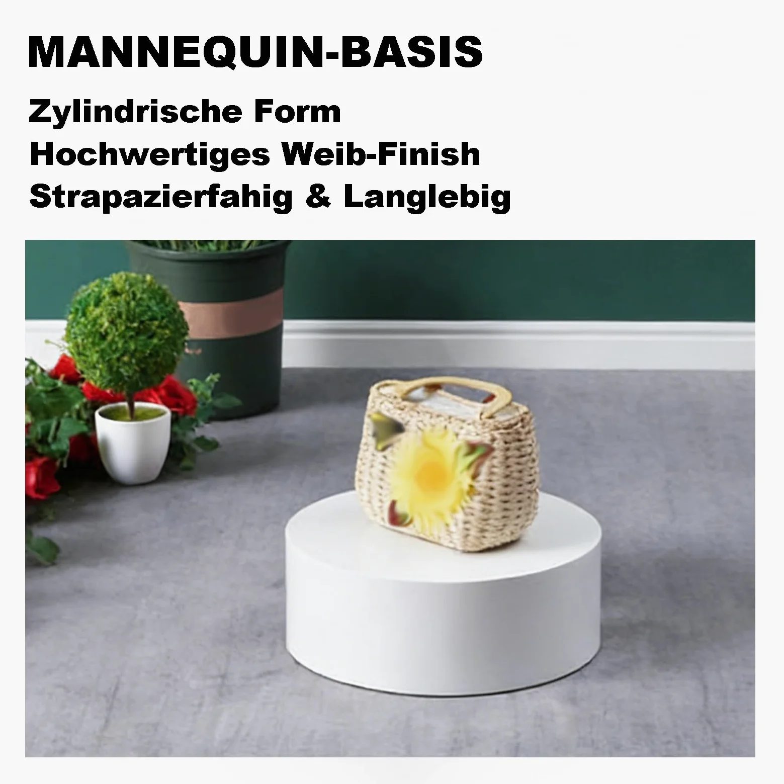 HJZALMI Base Cilindrica Bianca Decorazione per Mostre e Casa 60x60x20cm | Colonna di Visualizzazione Rotonda per Oggetti e Arte, Supporto Espositore per Vetrina
