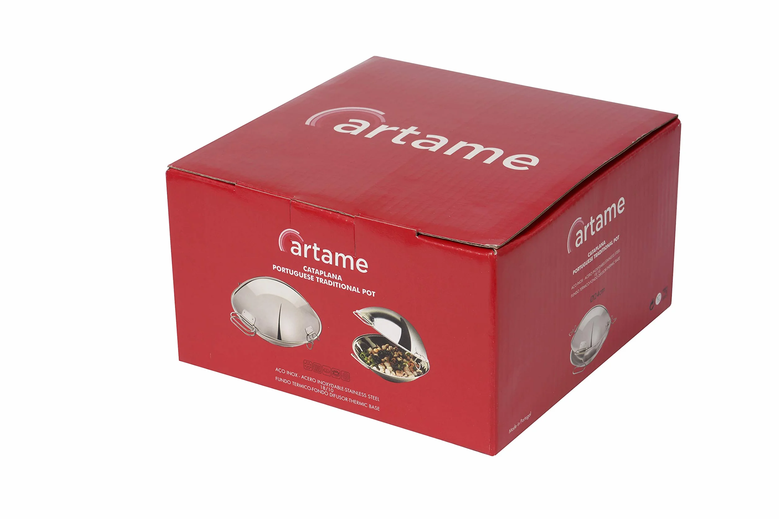 Artame ART32802 – Cataplana, Casseruola, Wok – Tutte Le luci di Cui induzione, Inox 18/10, Ø 24 cm, Argento