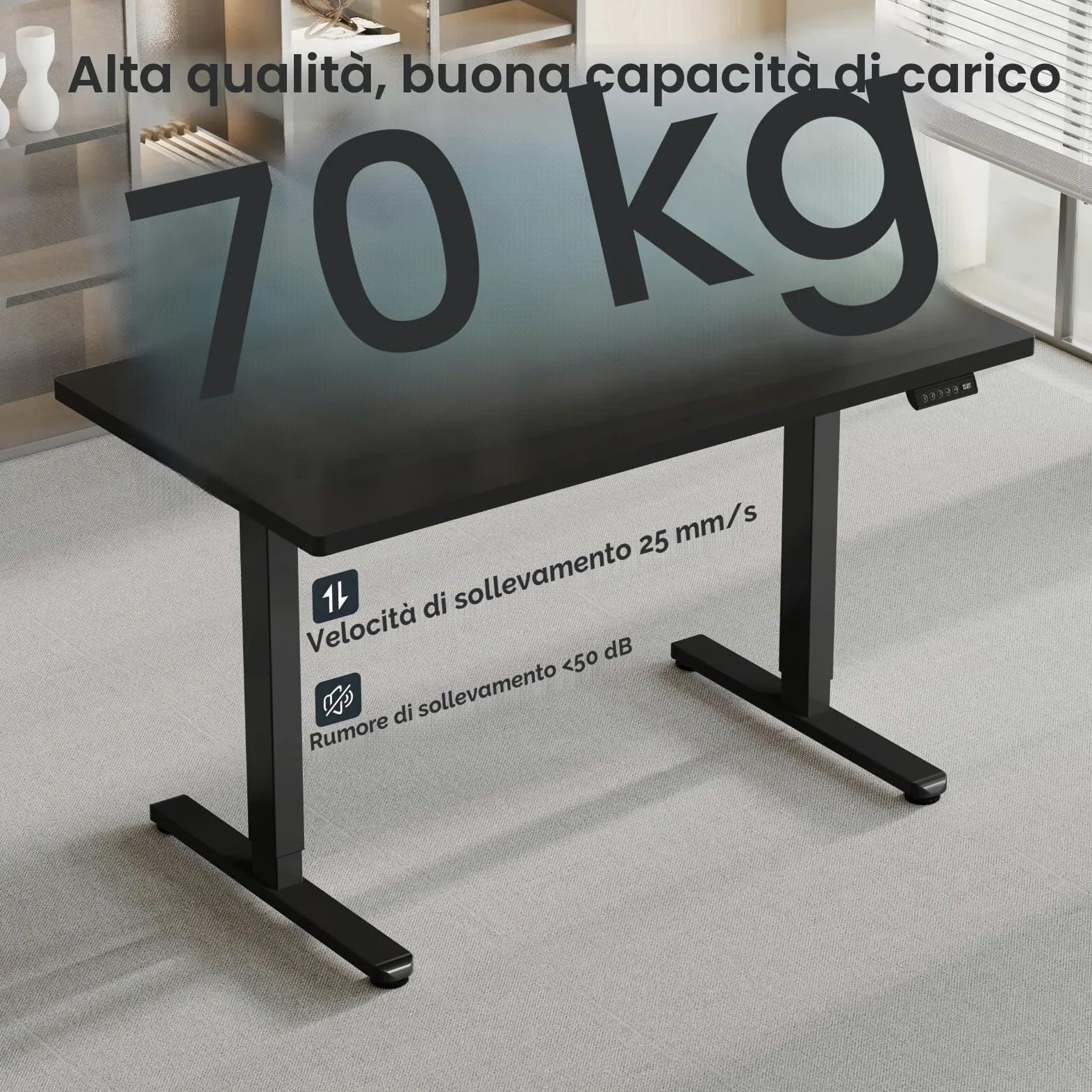 Flamaker Scrivania Regolabile in Altezza da 73 cm a 122 cm con Tasti di Memoria e Funzione di Protezione Contro le Collisioni, Nero | Telaio della Scrivania Elettrica Regolabile in Altezza con Tasti di Memoria e Funzione di Protezione Contro le Collisioni