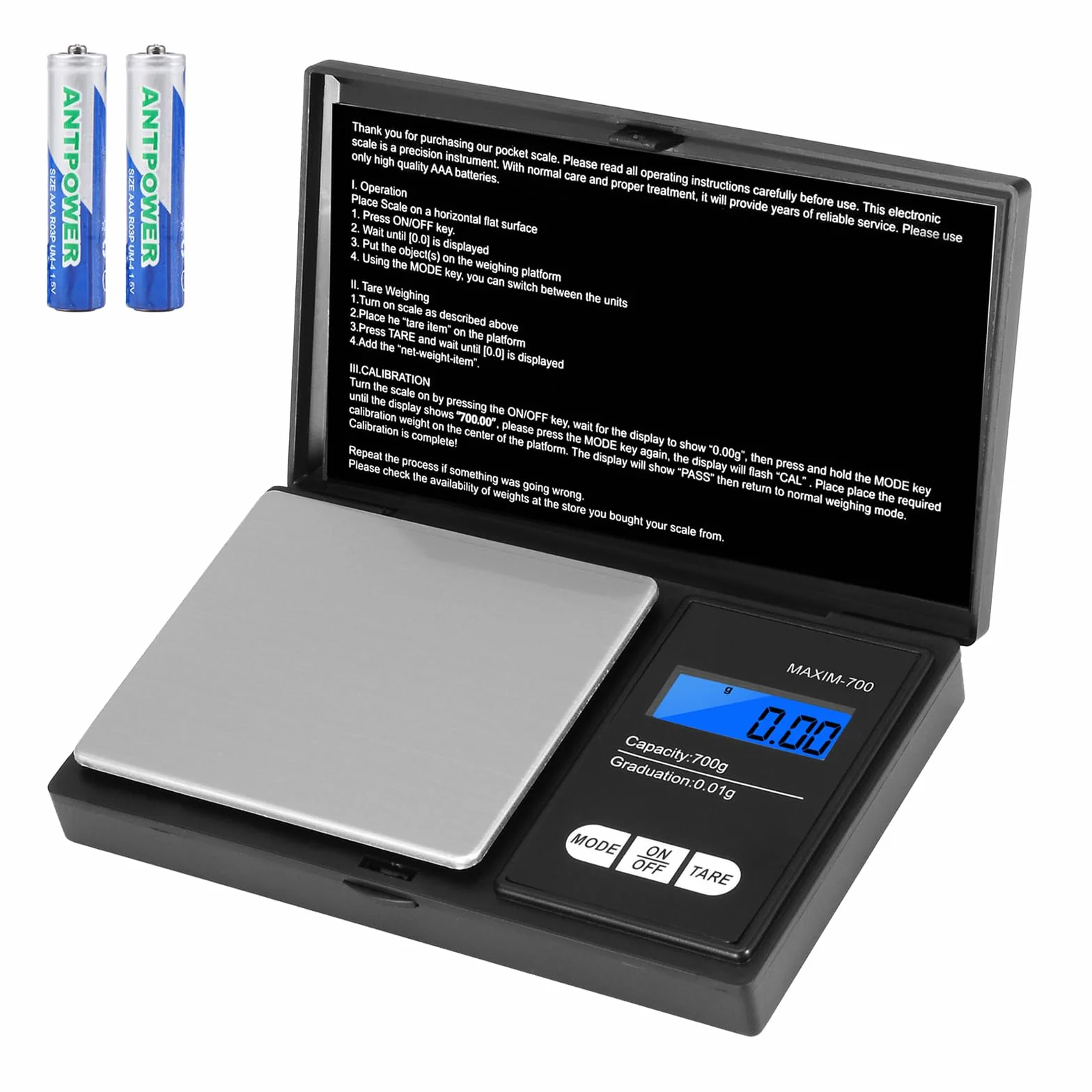 Bilancia di Precisione Oderra 700g/0,01g LCD Retroilluminato Portatile per Gioielli Oro Caffè