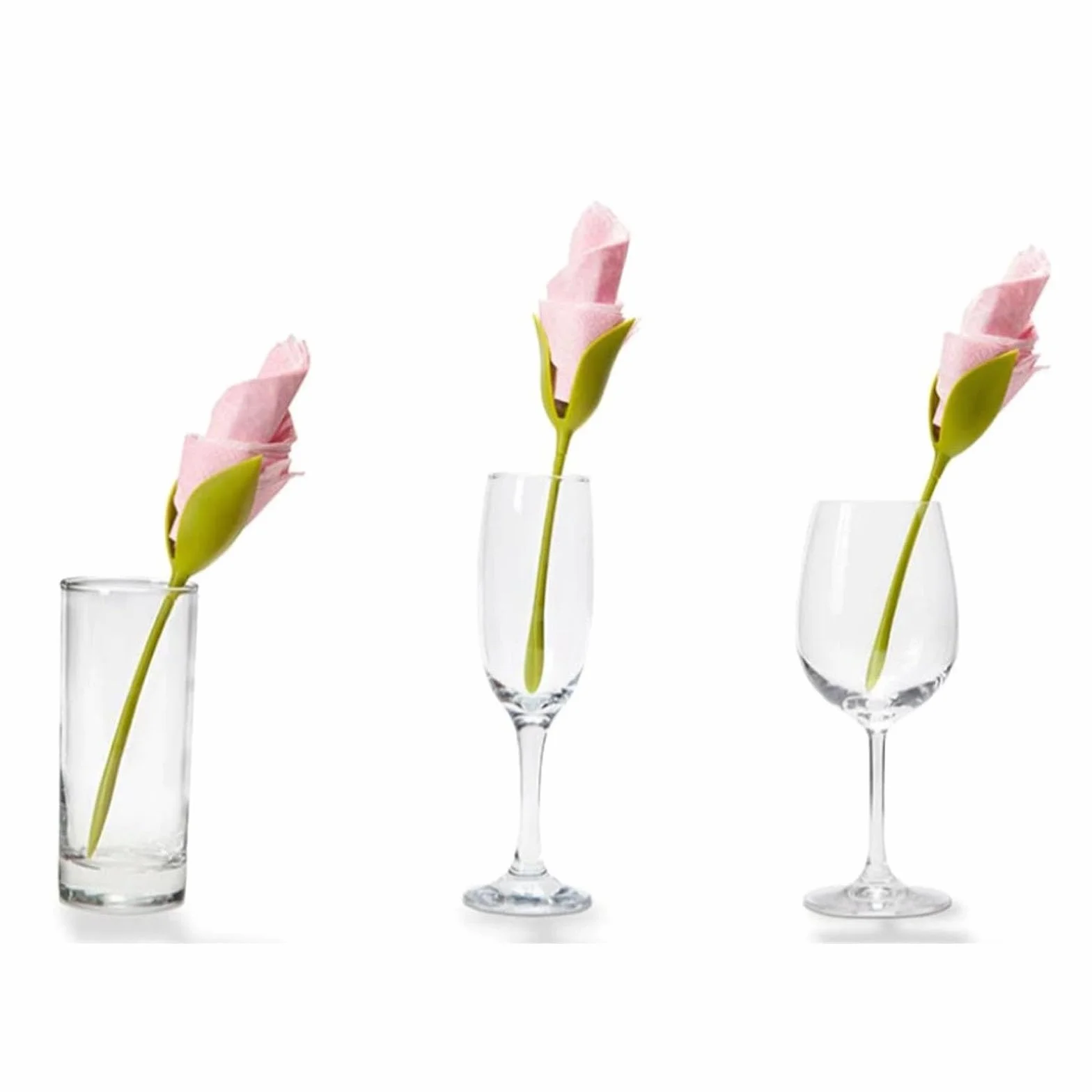 Portatovaglioli a forma di fiore Twist, Portatovaglioli a fiore e tulipano Twist, Portatovaglioli con stelo di fiori artigianale, Set di anelli per tovaglioli con fiori creativi (20Pcs)