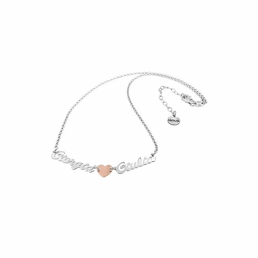 Collana in argento 925 anallergico con due nomi Made in Italy