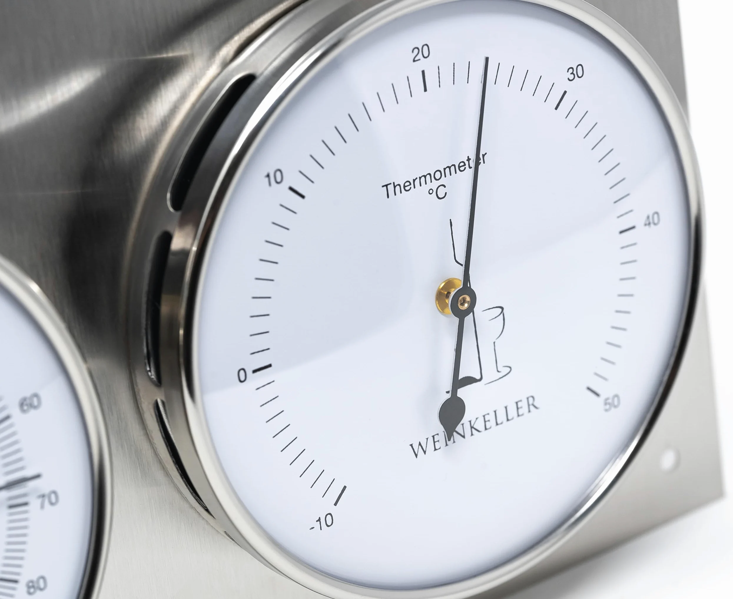 Fischer Cantina Hygrothermometer, in Acciaio Inox